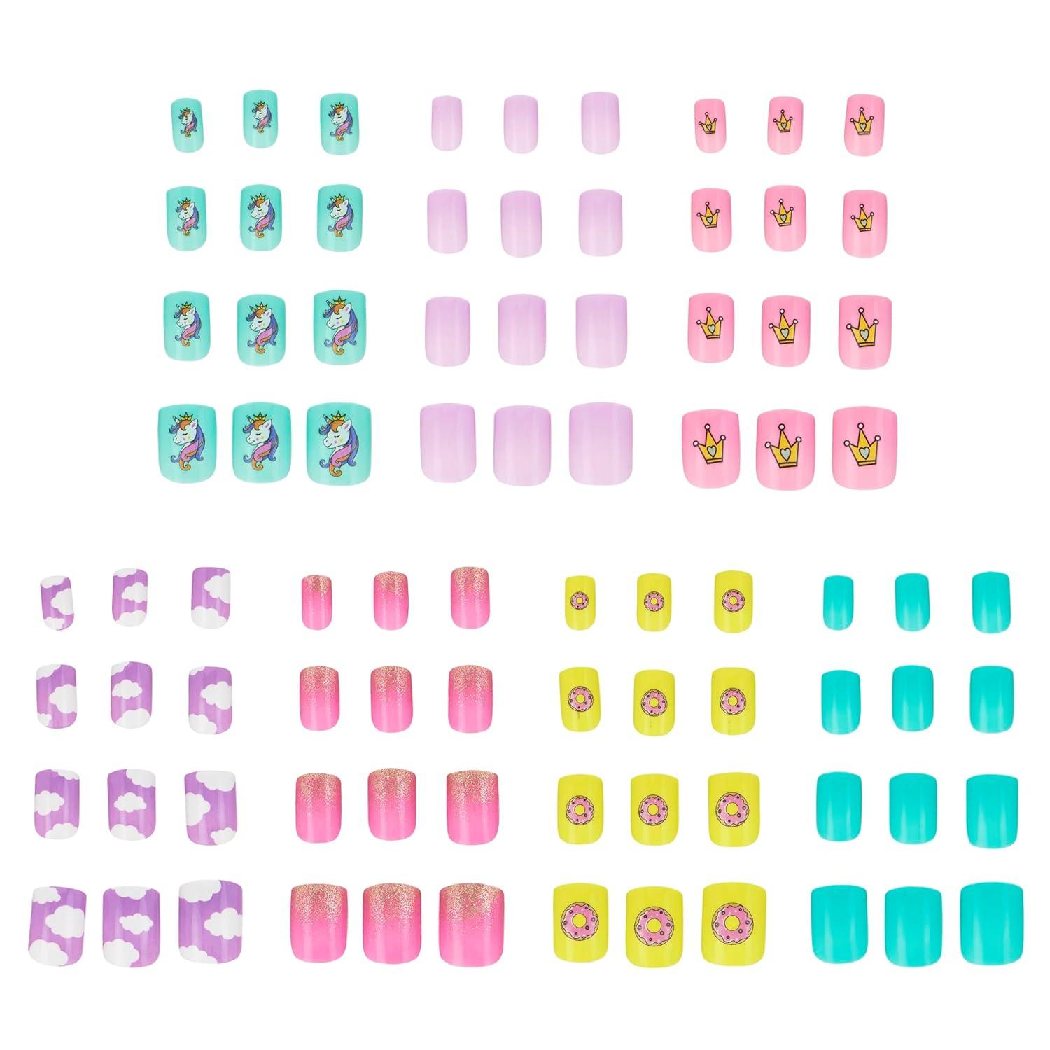 image:image7 Day Manicure Collection 84PC Press On Nail Set DayOfTheWeek Adhesive False Nails for Girls PARIS LOVE Collection Colorful Novelty Designs Stick On Nails For KidsUNICORN PARTY