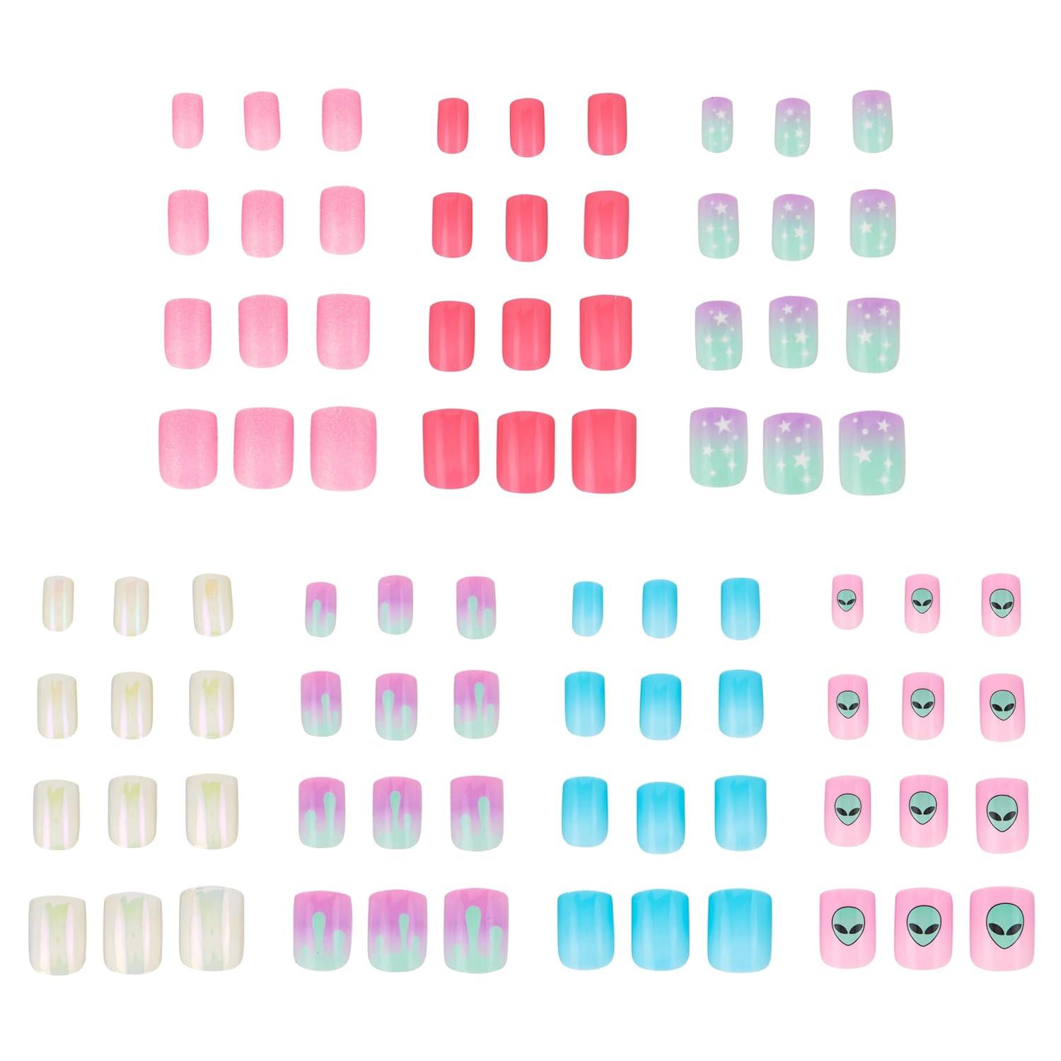 image:image7 Day Manicure Collection 84PC Press On Nail Set DayOfTheWeek Adhesive False Nails for Girls PARIS LOVE Collection Colorful Novelty Designs Stick On Nails For KidsSPACE