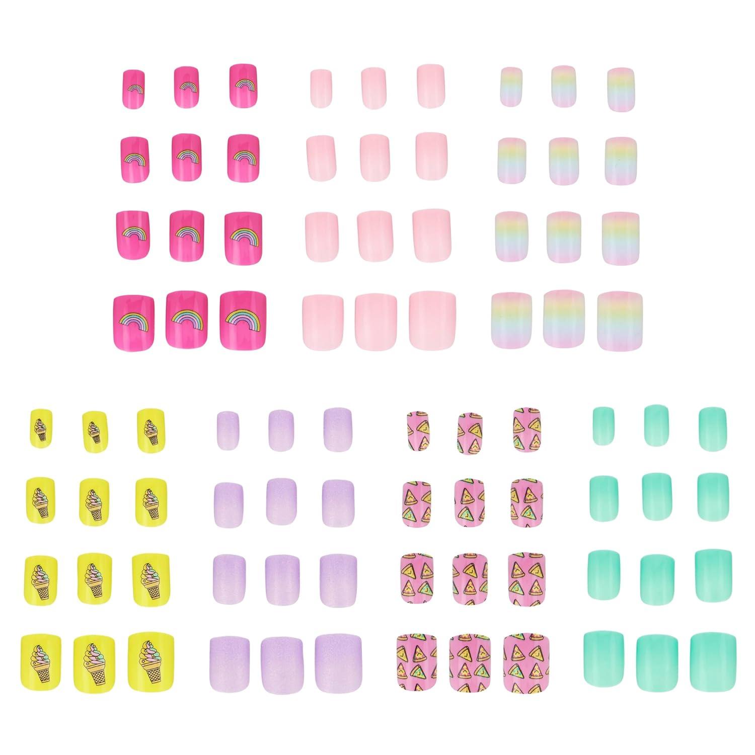 image:image7 Day Manicure Collection 84PC Press On Nail Set DayOfTheWeek Adhesive False Nails for Girls PARIS LOVE Collection Colorful Novelty Designs Stick On Nails For KidsGET IT GIRL
