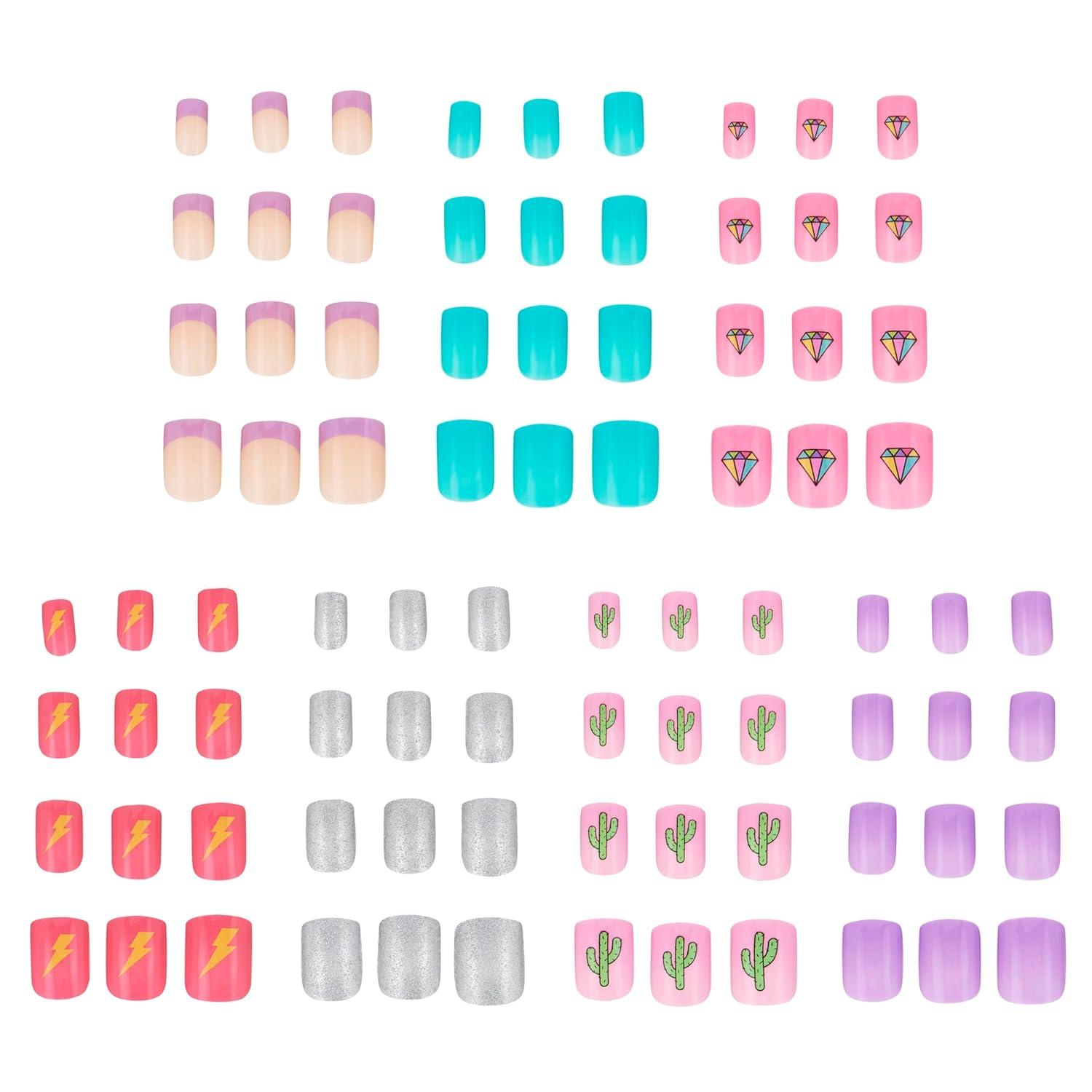 image:image7 Day Manicure Collection 84PC Press On Nail Set DayOfTheWeek Adhesive False Nails for Girls PARIS LOVE Collection Colorful Novelty Designs Stick On Nails For KidsPEACE