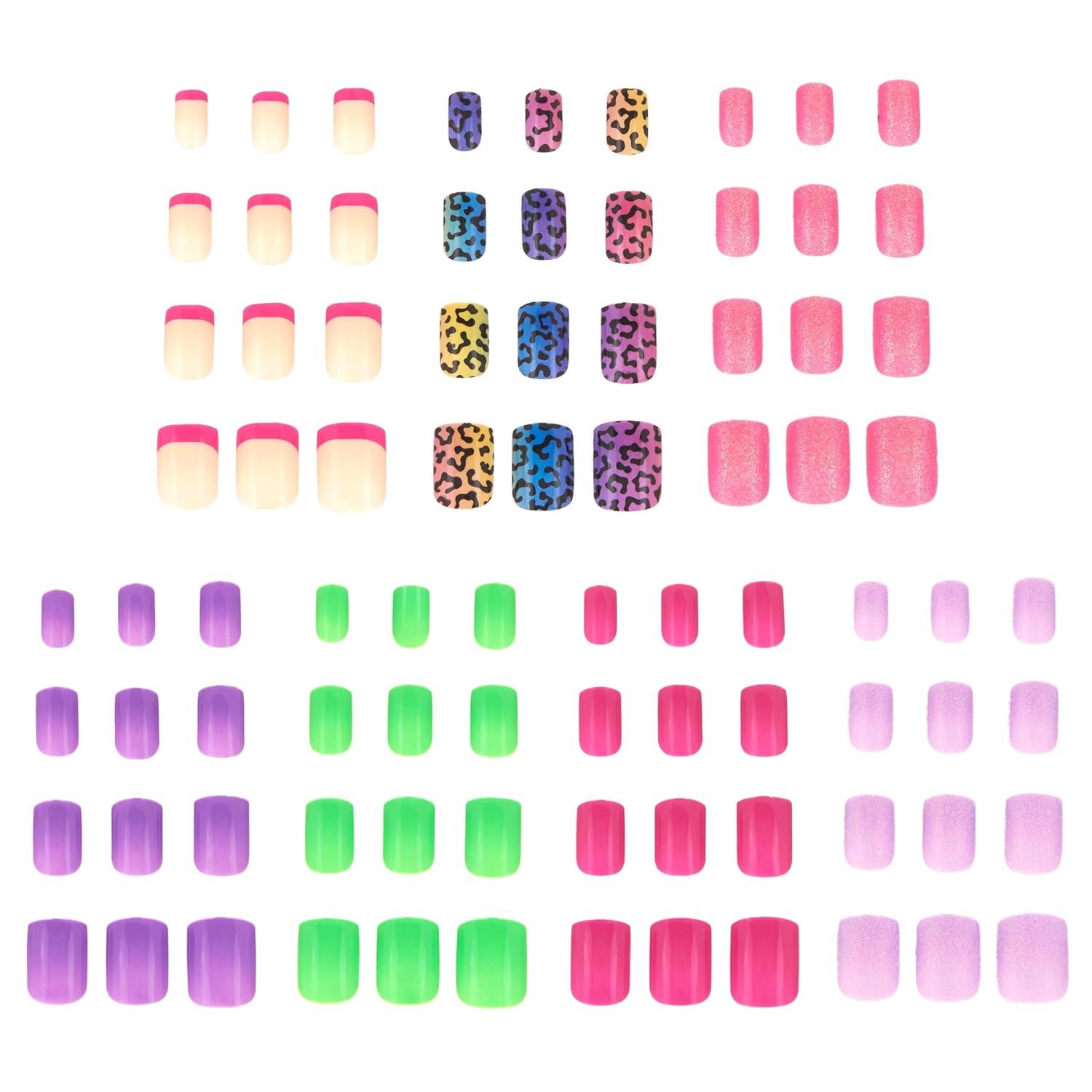 image:image7 Day Manicure Collection 84PC Press On Nail Set DayOfTheWeek Adhesive False Nails for Girls PARIS LOVE Collection Colorful Novelty Designs Stick On Nails For KidsMeowgirl