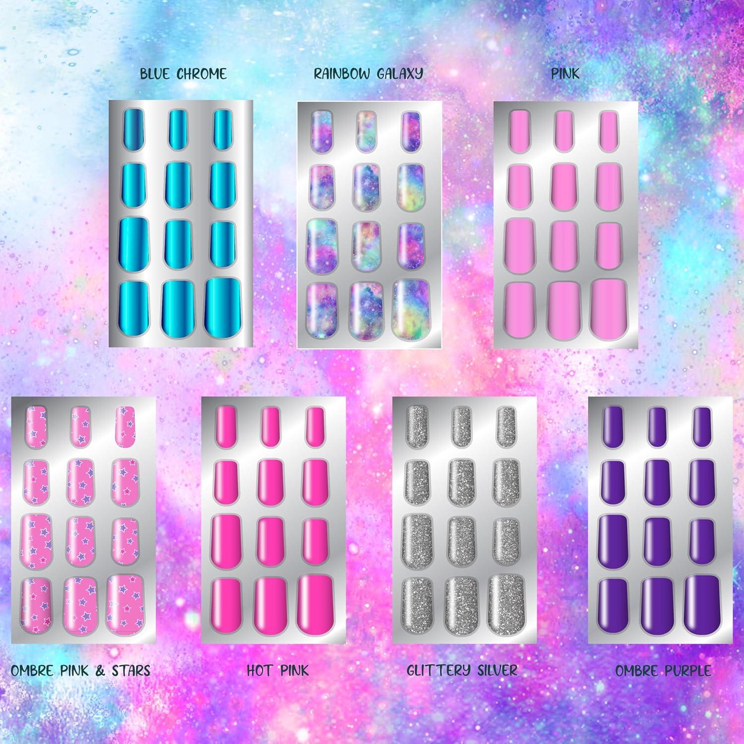 image:image7 Day Manicure Collection 84PC Press On Nail Set DayOfTheWeek Adhesive False Nails for Girls PARIS LOVE Collection Colorful Novelty Designs Stick On Nails For KidsShine Bright