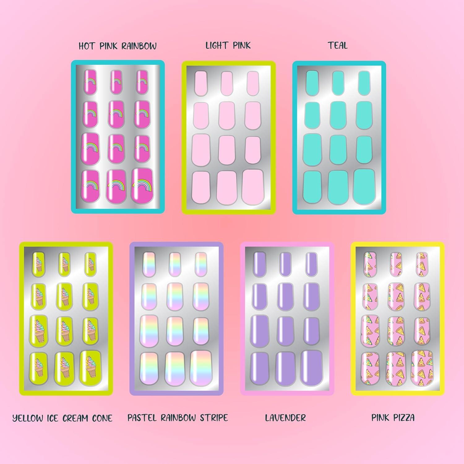 image:image7 Day Manicure Collection 84PC Press On Nail Set DayOfTheWeek Adhesive False Nails for Girls PARIS LOVE Collection Colorful Novelty Designs Stick On Nails For KidsGET IT GIRL