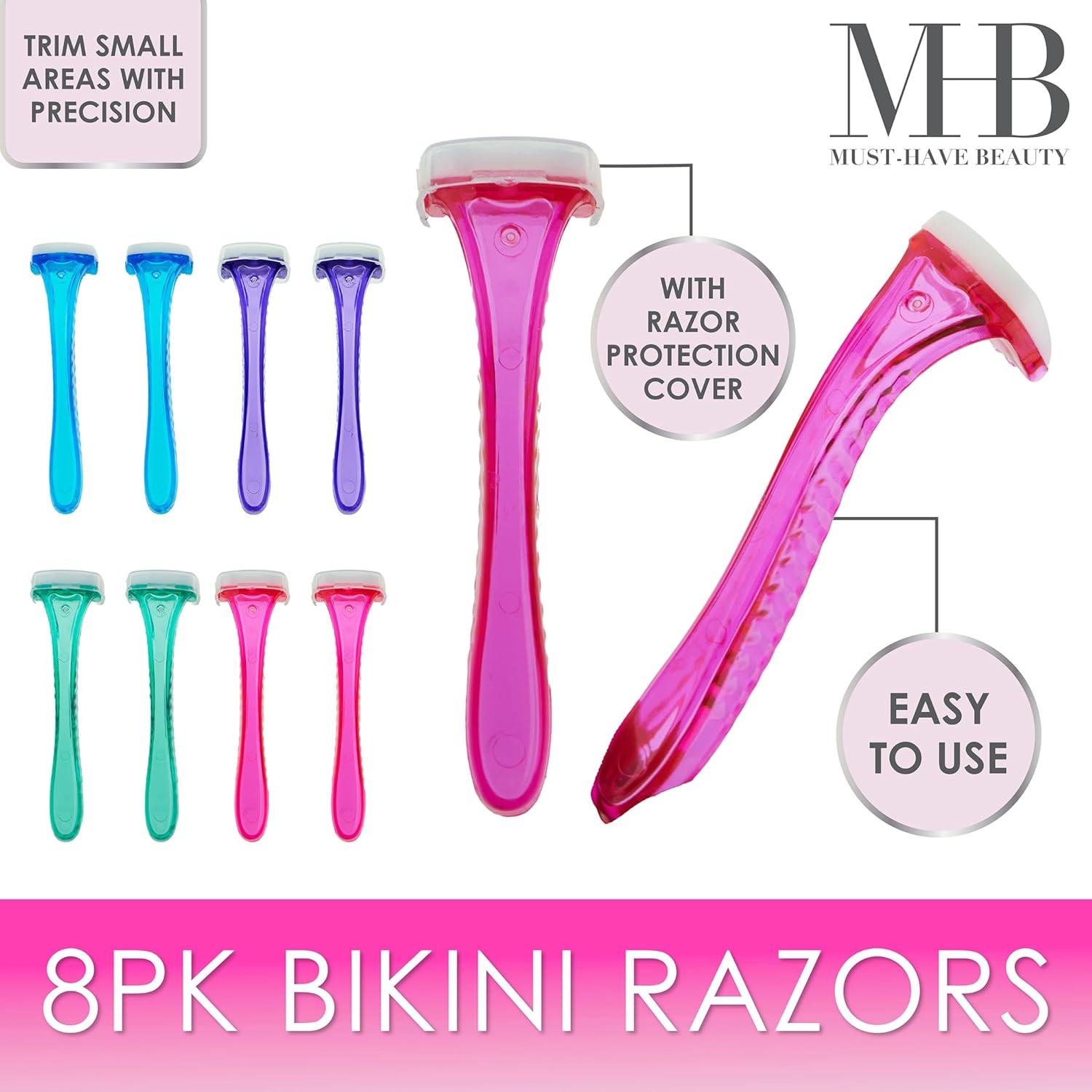 image:image8pc Bikini Razor Blades Value Pack Mini Bikini Razors with Protective Covers 35 Razors Convenient Travel Size Hair Removal Tool