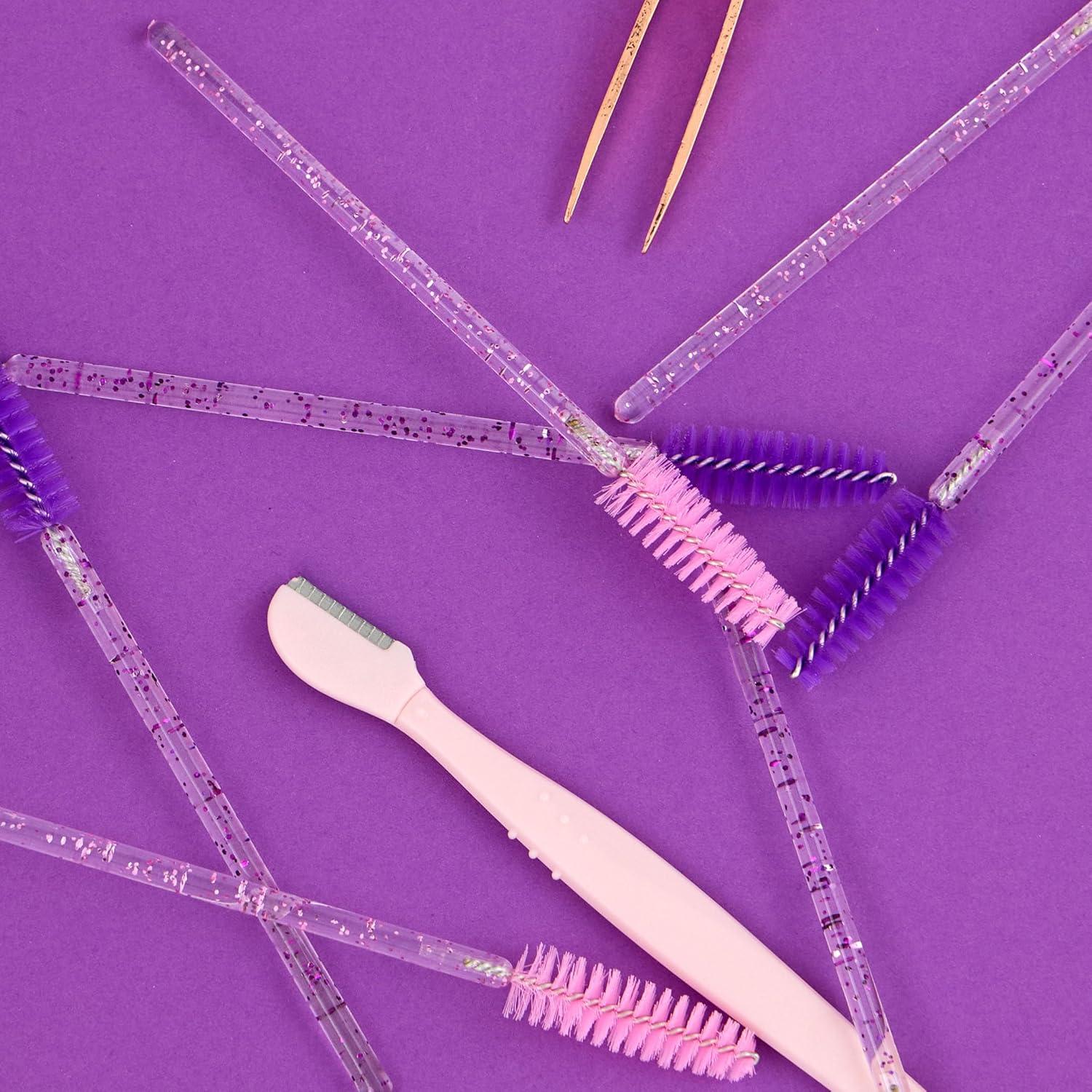 image:imageBrow Brushes 50pc Glitter Handle Brow Brush Eyebrow Spoolie Set Eyelash And Eyebrow Brush Value Pack