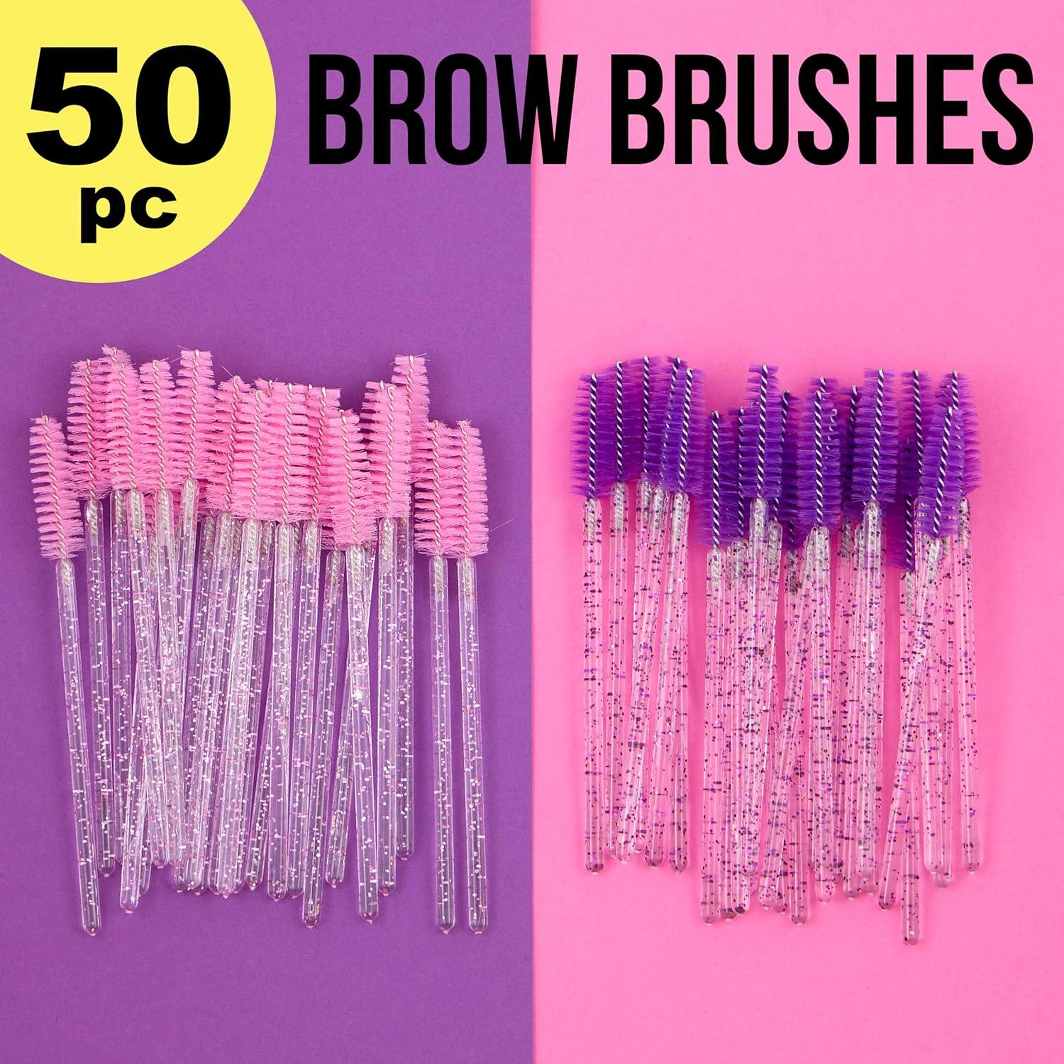 image:imageBrow Brushes 50pc Glitter Handle Brow Brush Eyebrow Spoolie Set Eyelash And Eyebrow Brush Value Pack