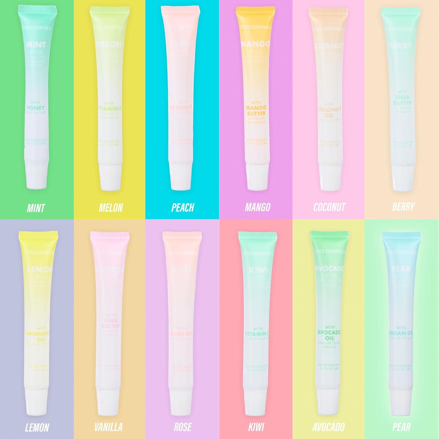 image:imageEXPRESSIONS 12pc Lip Oil Set Flavored Lip Oils Value Pack Hydrating Lip Oils wSqueeze Tube Application Moisturizing Lip Oil Collection for Everyday Lip Care and Lip Repair FRUITSFRUITS