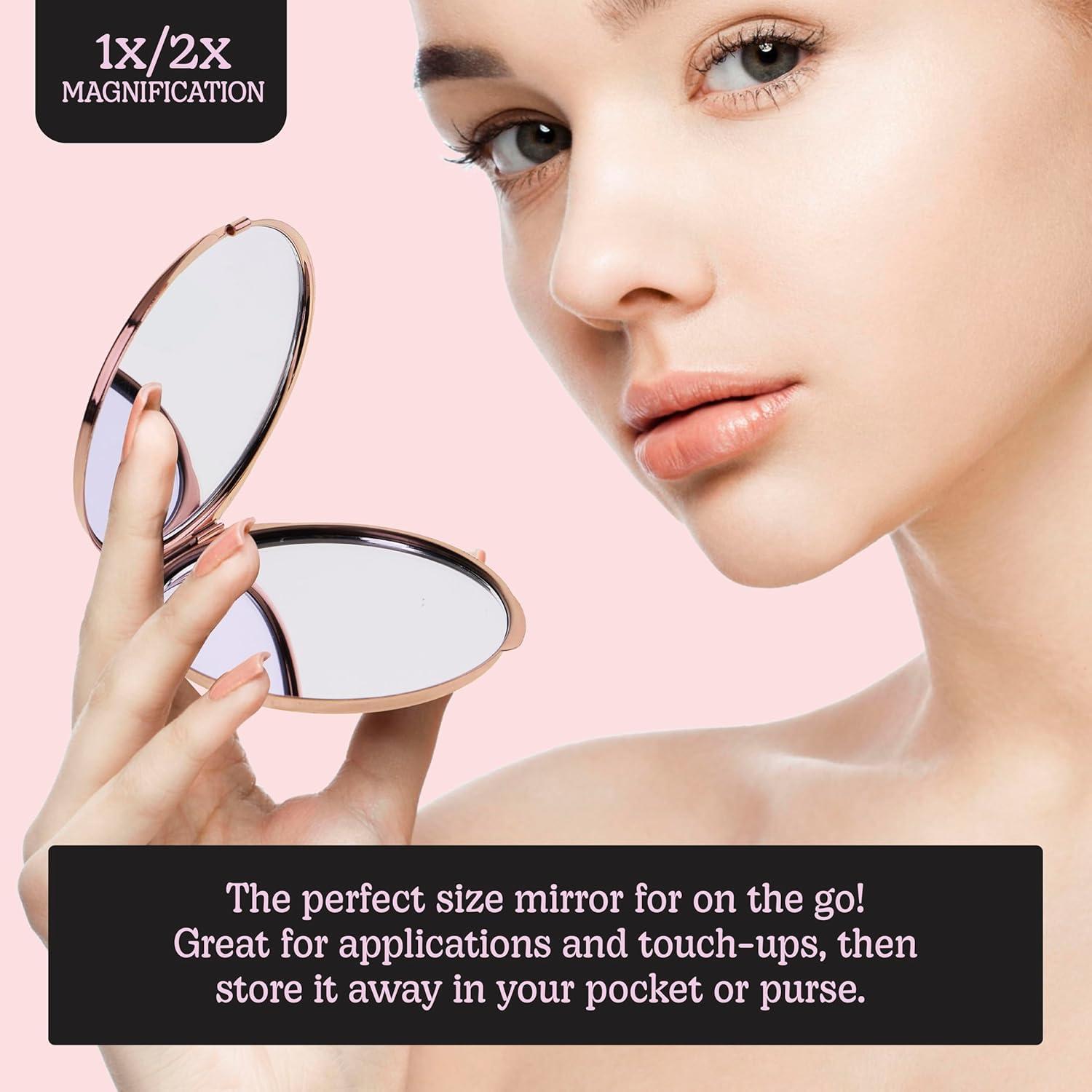 image:imageEXPRESSIONS 2pc Compact Mirror Tweezer Set 1x 2X Magnification Travel Pocket Cosmetic Matching Pluck Grooming Accessory Vanity Animal PrintAnimal Print