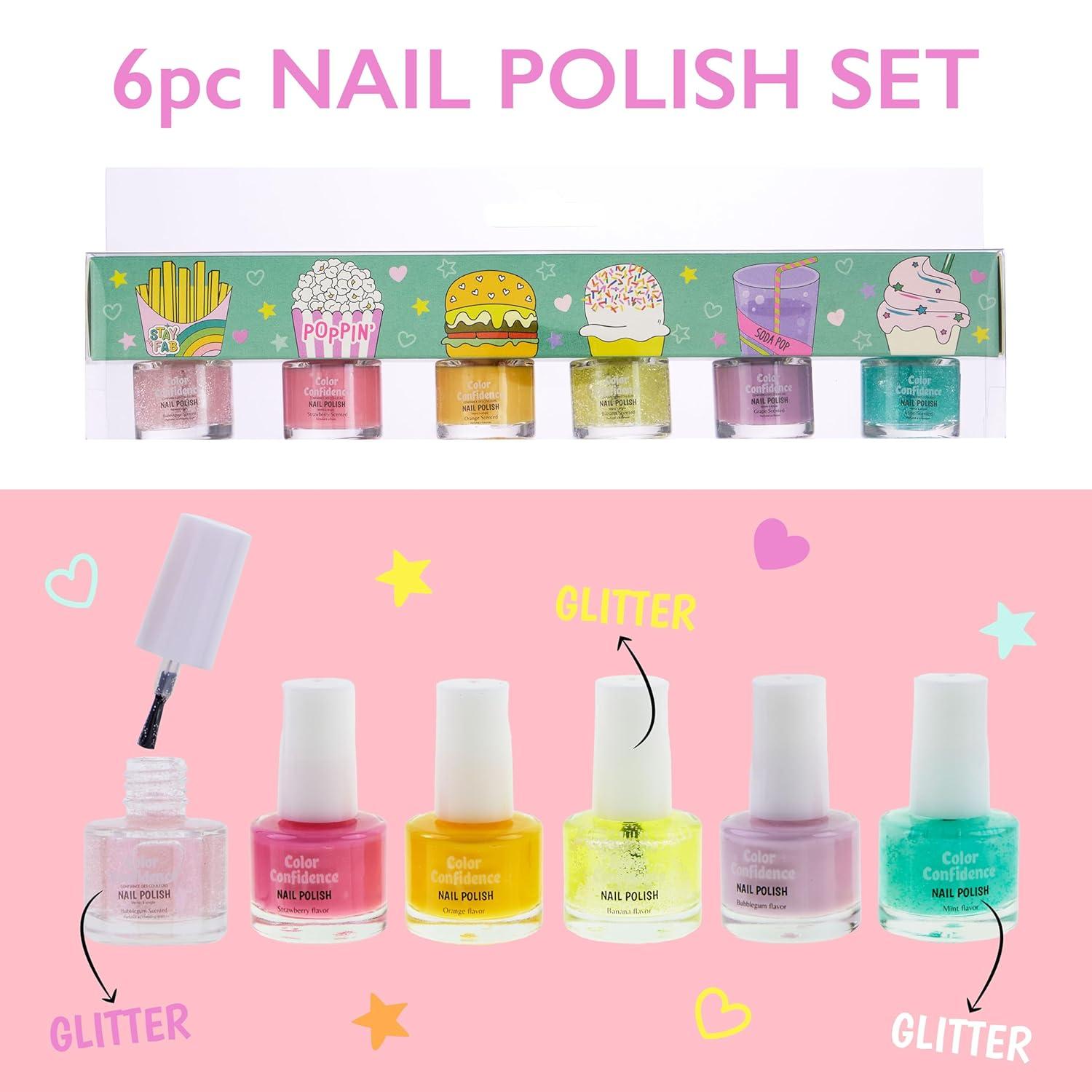 image:imageEXPRESSIONS 6pc Nail Polish Set Shimmering Colors Tones Cute Manicure Pedicure Kit Girls Kids Gift Salon Essentials Assortment