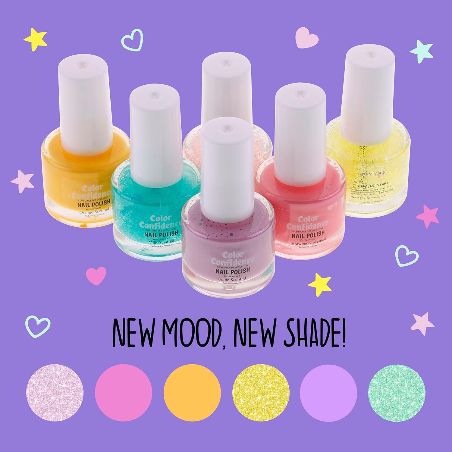 image:imageEXPRESSIONS 6pc Nail Polish Set Shimmering Colors Tones Cute Manicure Pedicure Kit Girls Kids Gift Salon Essentials Assortment