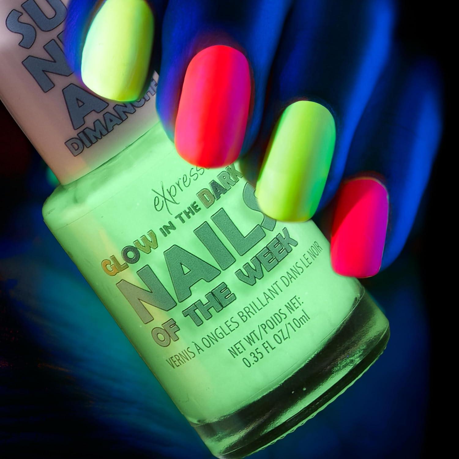 image:imageEXPRESSIONS 7pc Nails Of The Week Kit Colorful Nail Polish Set For Girls Assorted Bright amp Vibrant Nail Polishes WaterBased Nail Polish Safe and Non Toxic Manicure Set amp Pedicure KitGlowIndark
