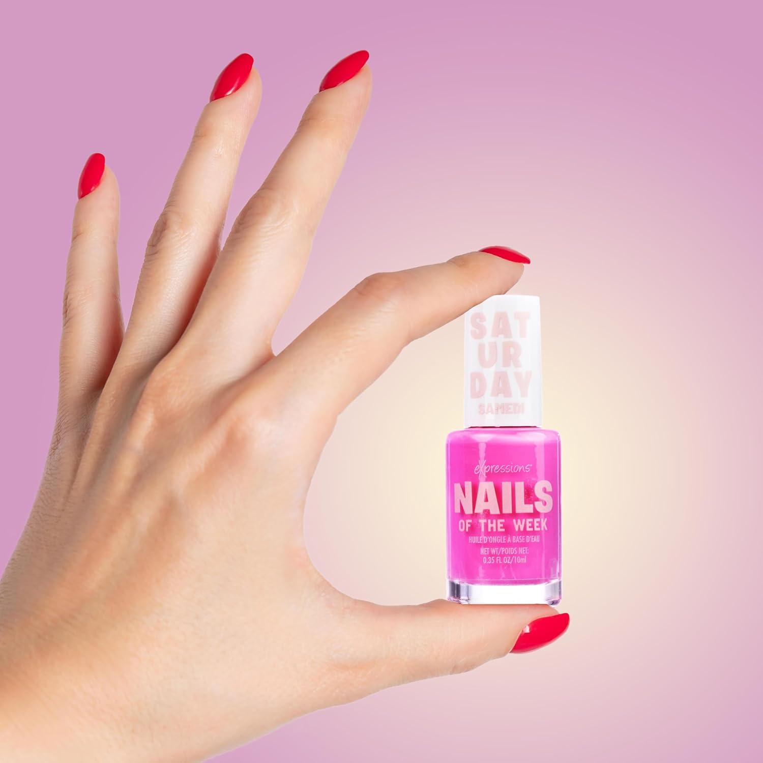image:imageEXPRESSIONS 7pc Nails Of The Week Kit Colorful Nail Polish Set For Girls Assorted Bright amp Vibrant Nail Polishes WaterBased Nail Polish Safe and Non Toxic Manicure Set amp Pedicure KitBright