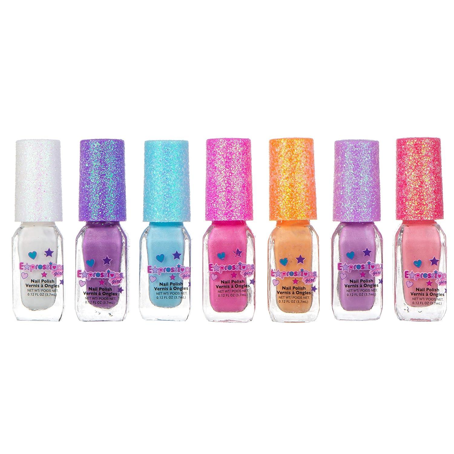 image:imageEXPRESSIONS 7pc Shimmer Nail Polish Set Glitter Cap Safe amp NonToxic Nail Polish Kit for Girls amp Teens