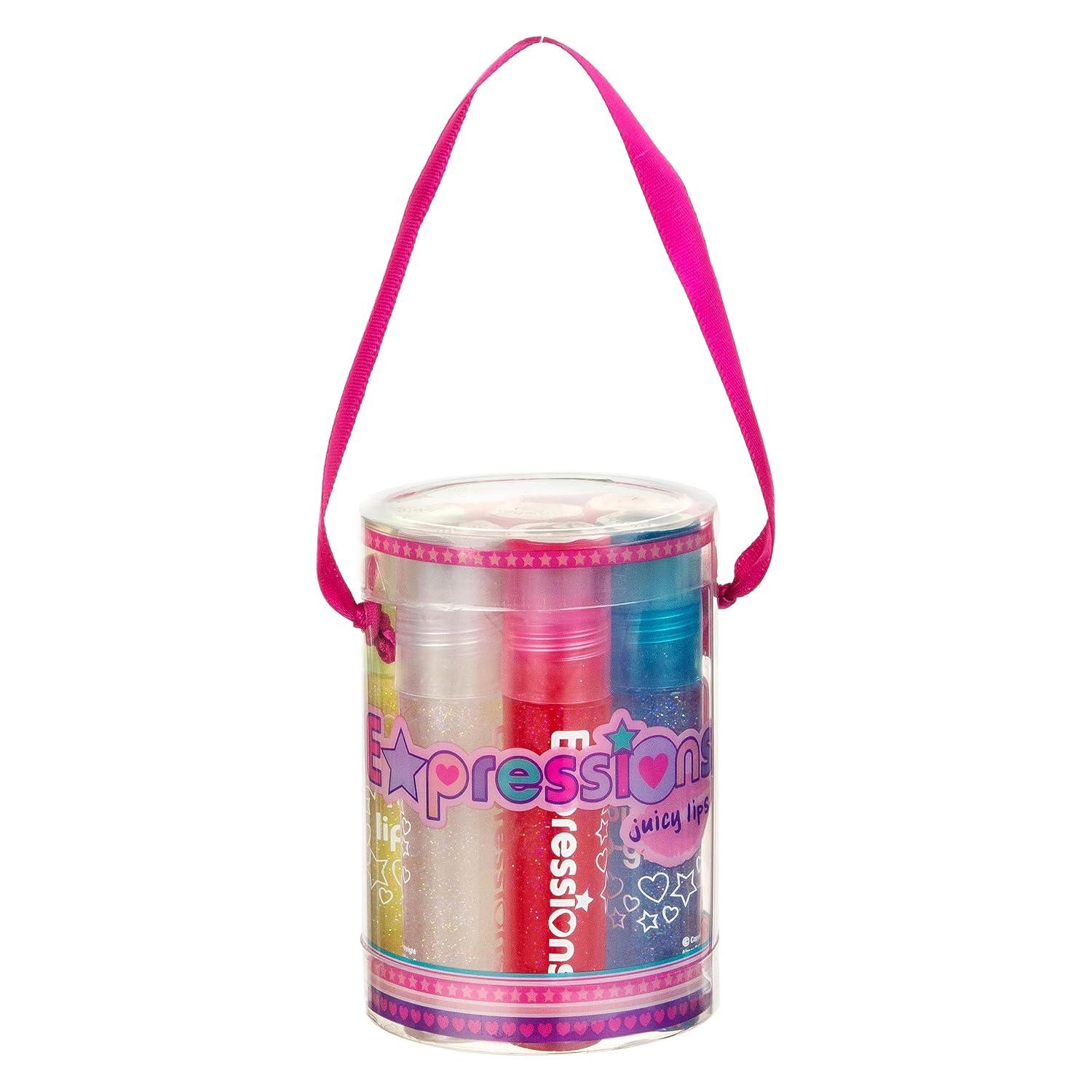 image:imageEXPRESSIONS 8pc RollerBall Glitter Lip Gloss Set 8 Assorted Fruit Flavored Roll On Rollerball Lip Gloss for Kids Safe Non Toxic Kids Makeup Set03 Fl Oz Pack of 8