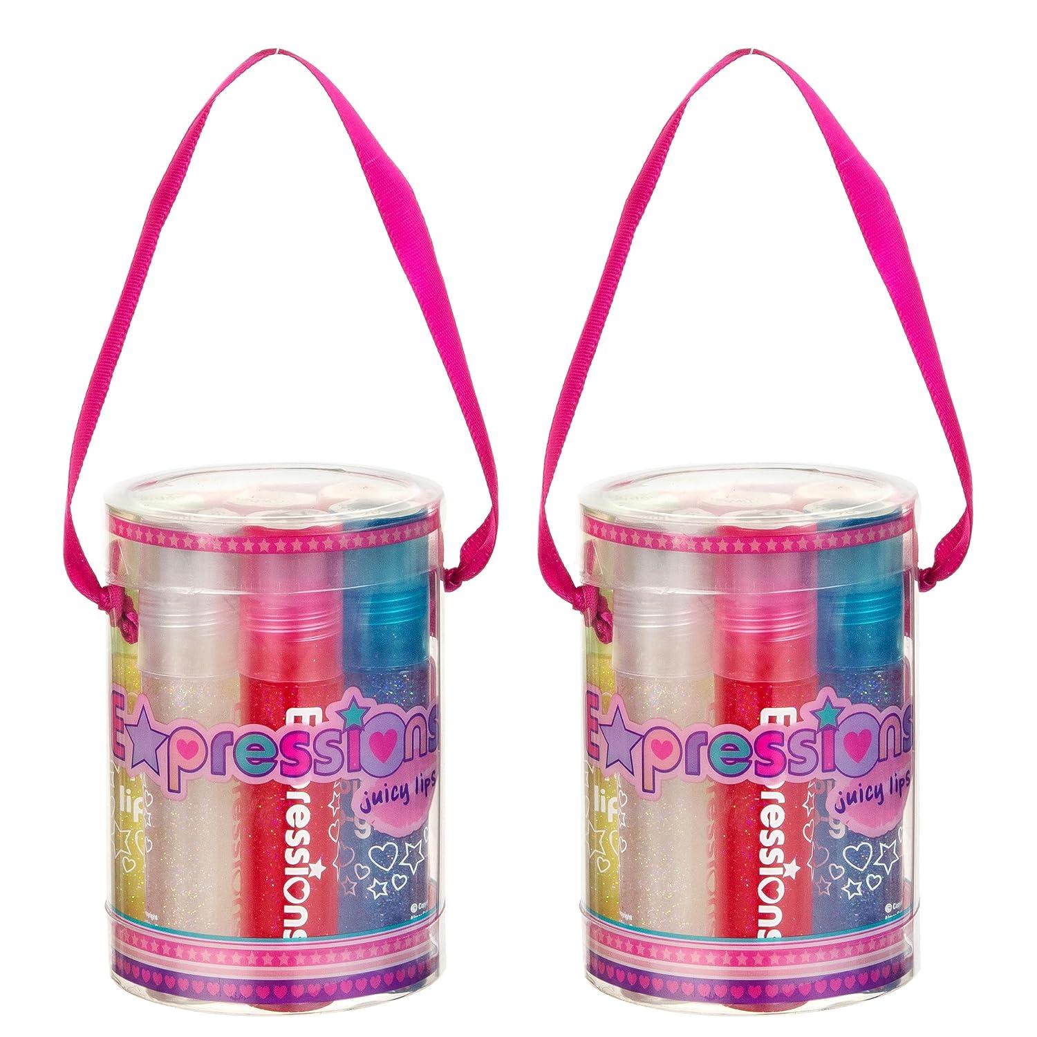 image:imageEXPRESSIONS 8pc RollerBall Glitter Lip Gloss Set 8 Assorted Fruit Flavored Roll On Rollerball Lip Gloss for Kids Safe Non Toxic Kids Makeup Set03 Fl Oz Pack of 16
