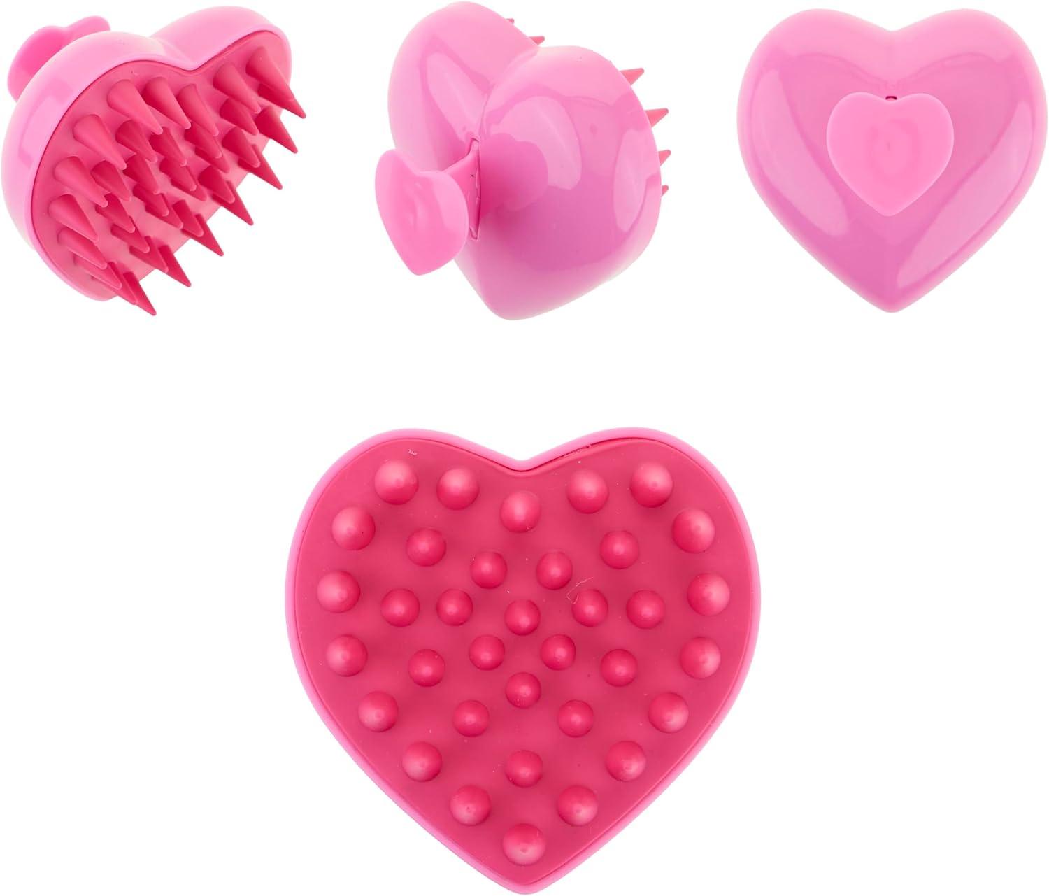 image:imageEXPRESSIONS Heart Shaped Scalp Massager Tool for Rejuvenating Scalp and Hair Follicles with Ergonomic Design Silicone Scrubber for Daily Care Pink