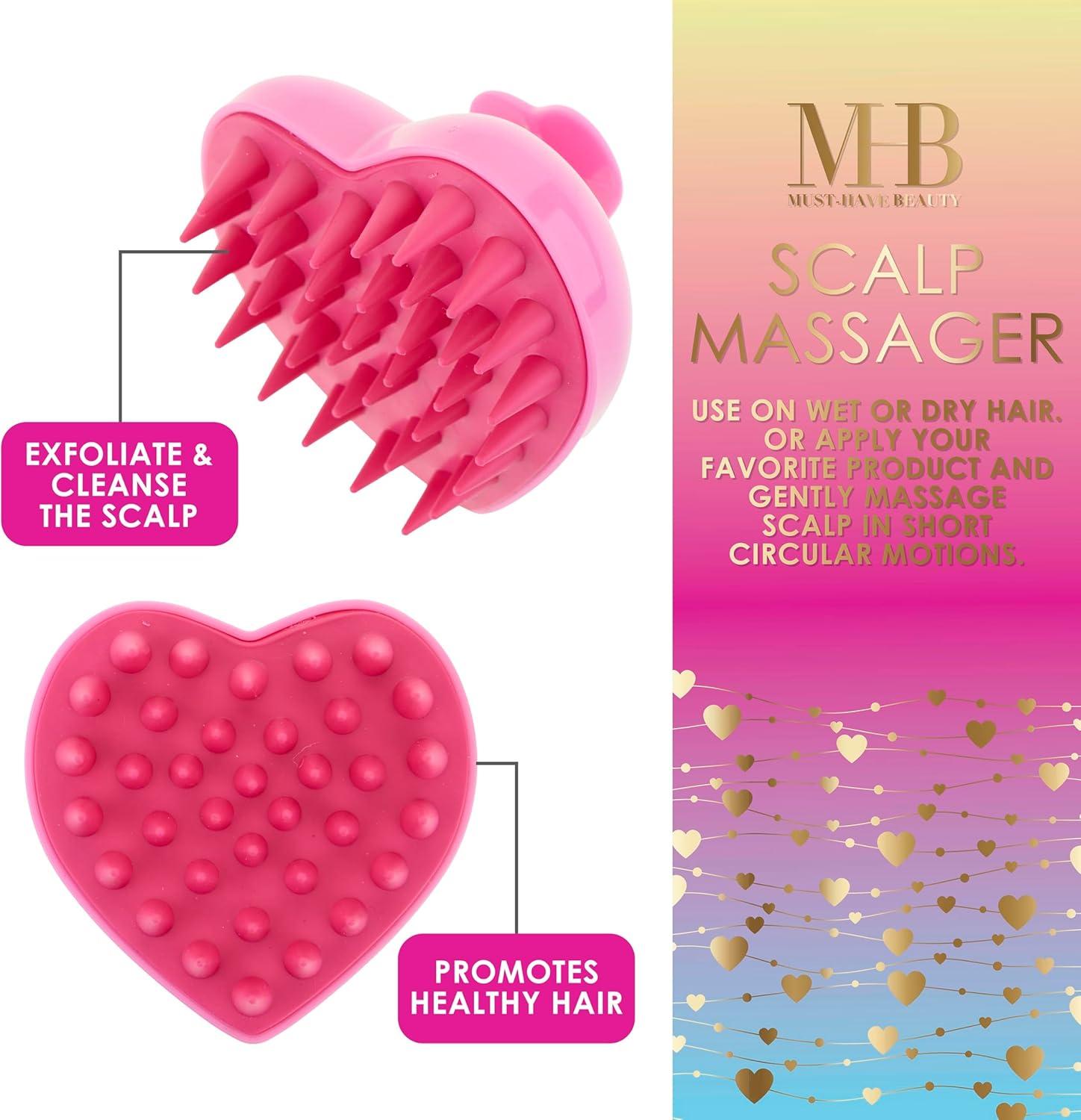image:imageEXPRESSIONS Heart Shaped Scalp Massager Tool for Rejuvenating Scalp and Hair Follicles with Ergonomic Design Silicone Scrubber for Daily Care Pink