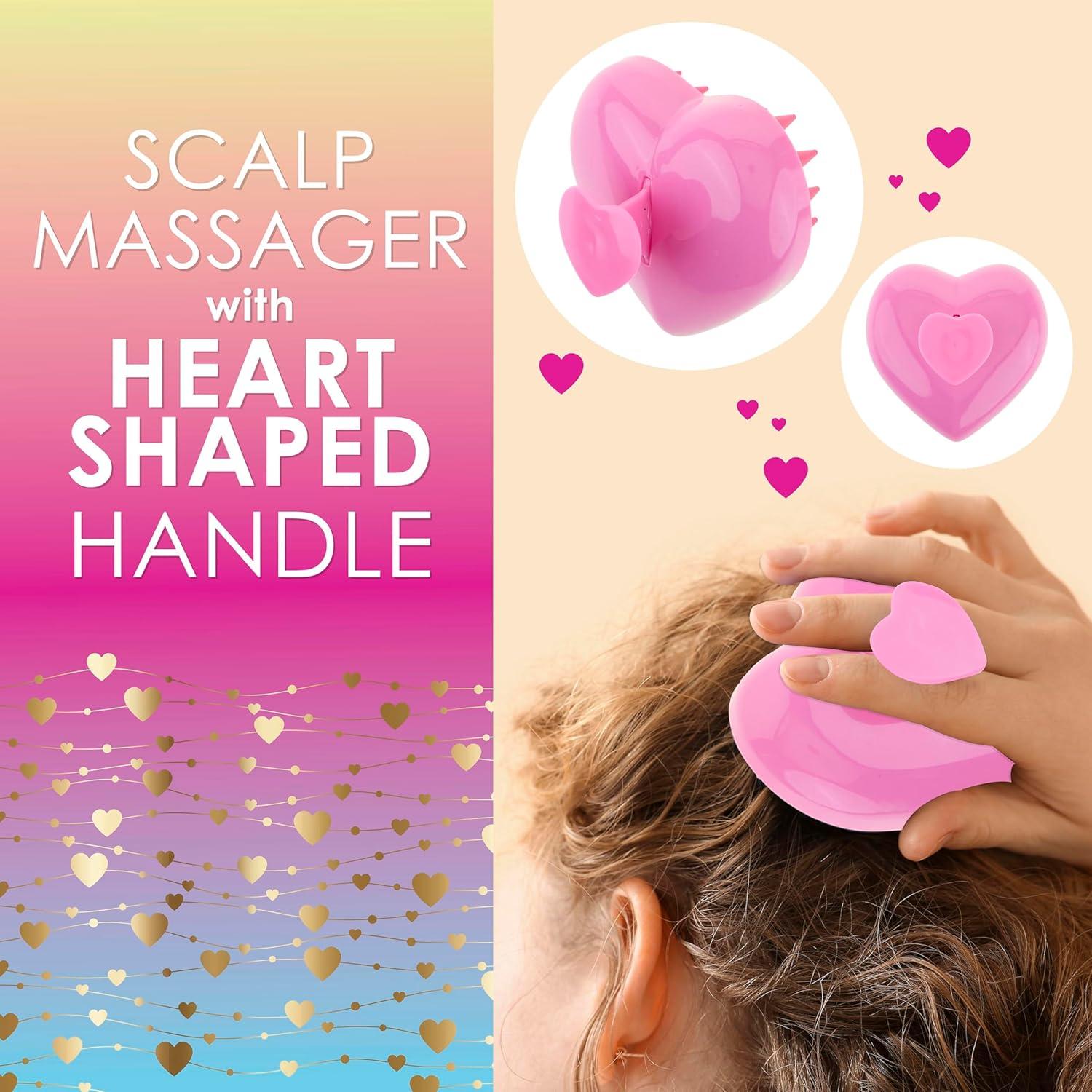image:imageEXPRESSIONS Heart Shaped Scalp Massager Tool for Rejuvenating Scalp and Hair Follicles with Ergonomic Design Silicone Scrubber for Daily Care Pink