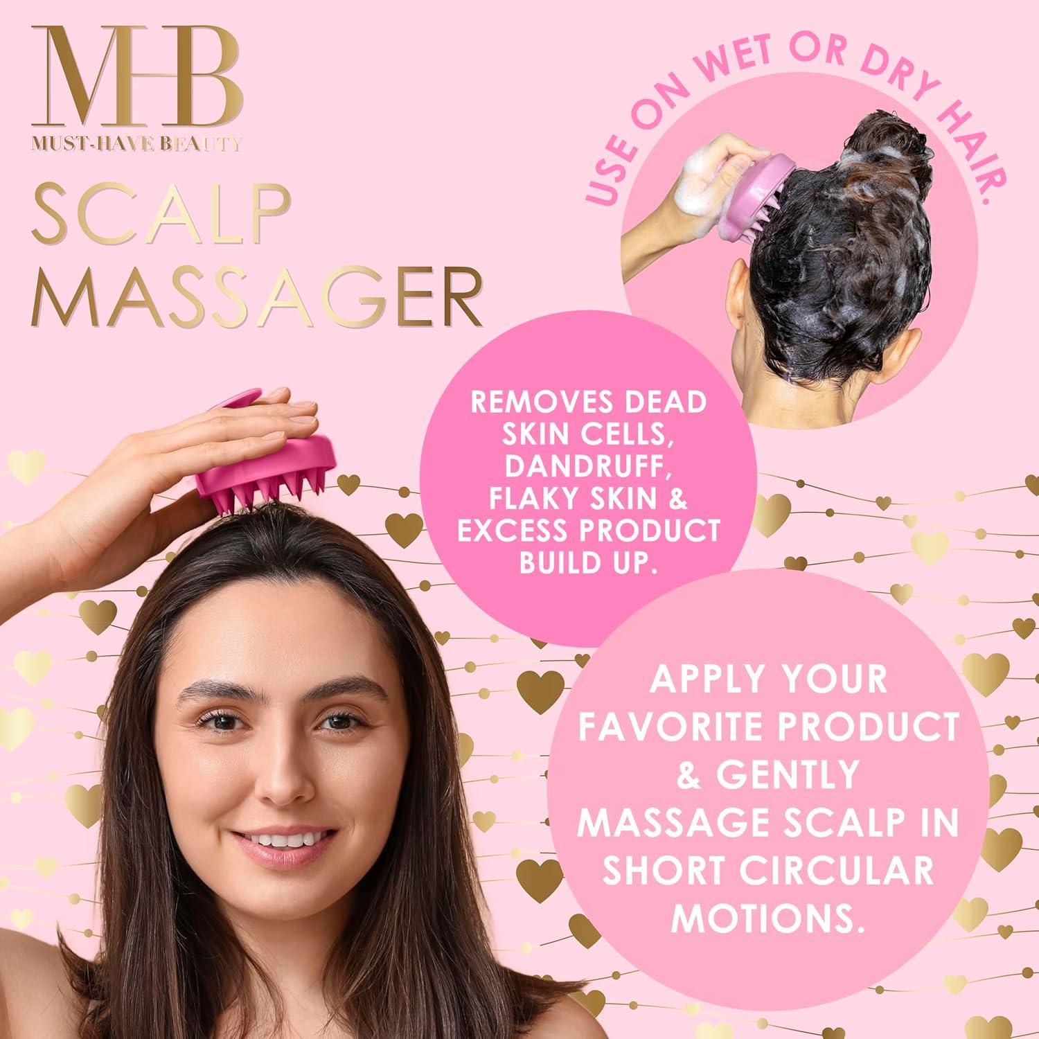 image:imageEXPRESSIONS Heart Shaped Scalp Massager Tool for Rejuvenating Scalp and Hair Follicles with Ergonomic Design Silicone Scrubber for Daily Care Pink
