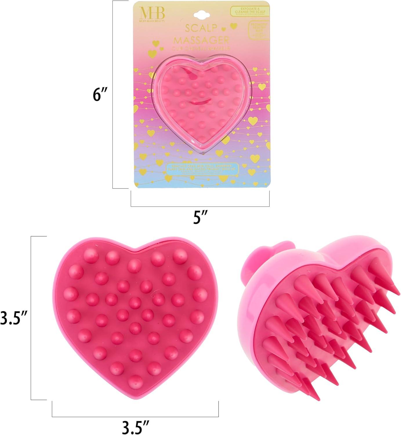 image:imageEXPRESSIONS Heart Shaped Scalp Massager Tool for Rejuvenating Scalp and Hair Follicles with Ergonomic Design Silicone Scrubber for Daily Care Pink