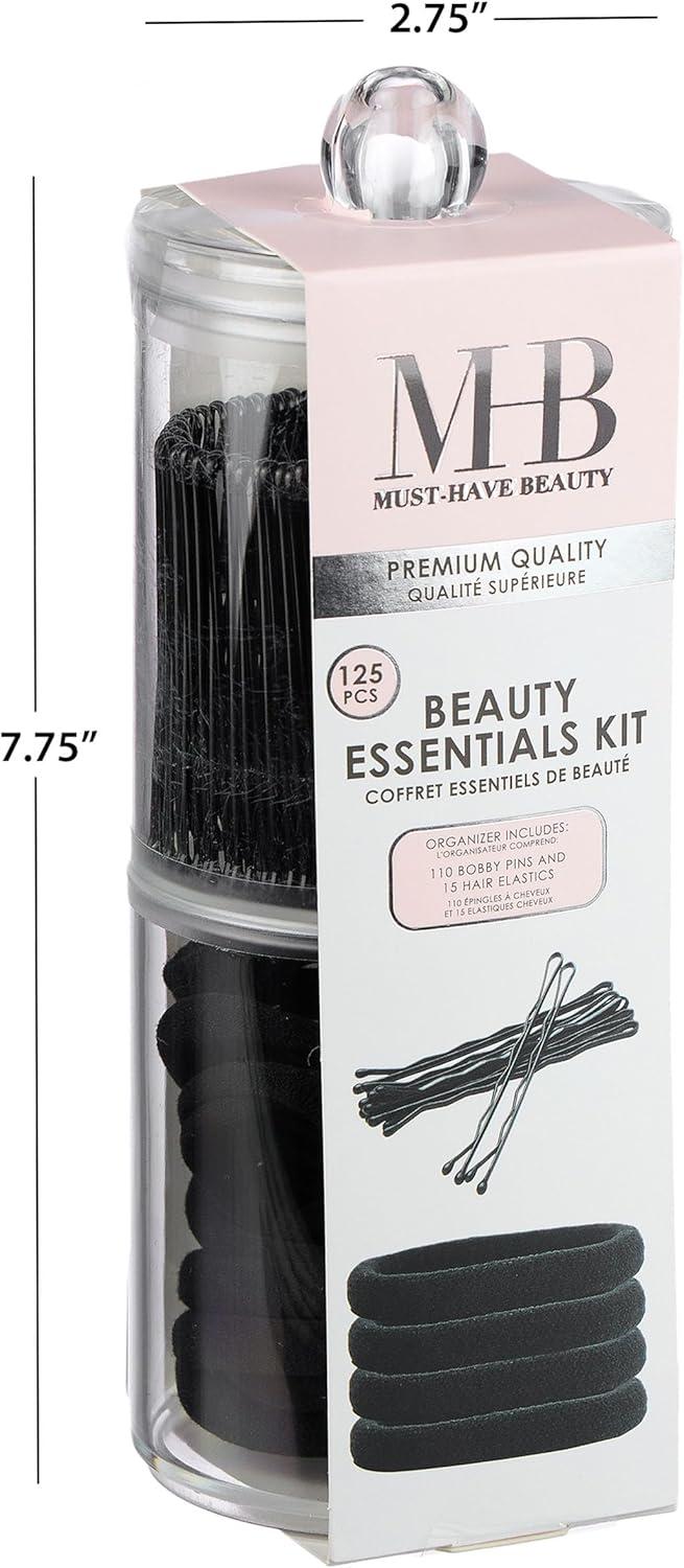 image:imageExpressions 125 Count Beauty Essentials Kit Includes 110 Bobby Pins amp 15 Hair Elastics Hair Accessories for Women Girls with Organizer125pc Beauty