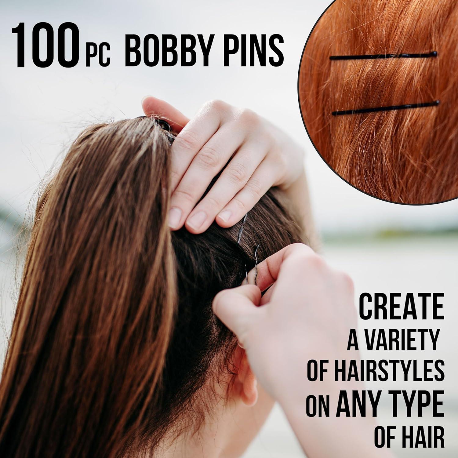 image:imageExpressions 125 Count Beauty Essentials Kit Includes 110 Bobby Pins amp 15 Hair Elastics Hair Accessories for Women Girls with Organizer125pc Beauty