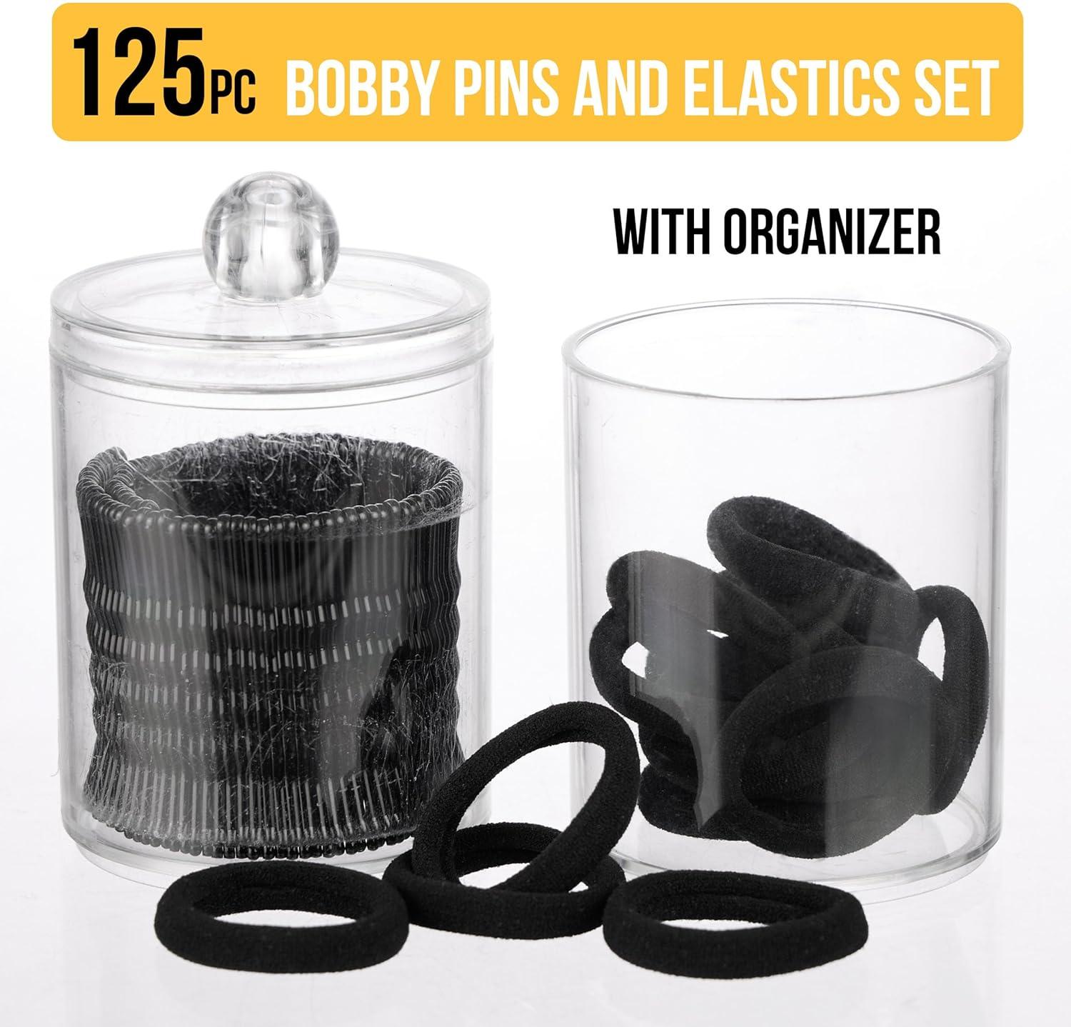 image:imageExpressions 125 Count Beauty Essentials Kit Includes 110 Bobby Pins amp 15 Hair Elastics Hair Accessories for Women Girls with Organizer125pc Beauty