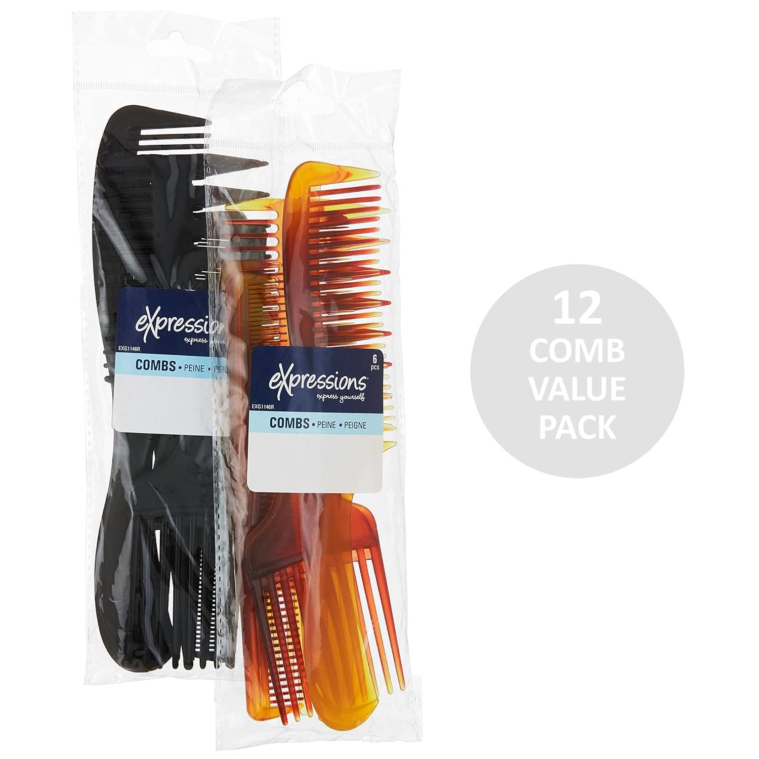 image:imageExpressions 12pc Styling Combs Hair Comb Set for All Hair Types Professional Barber Supplies Durable Material Gentle on Hair