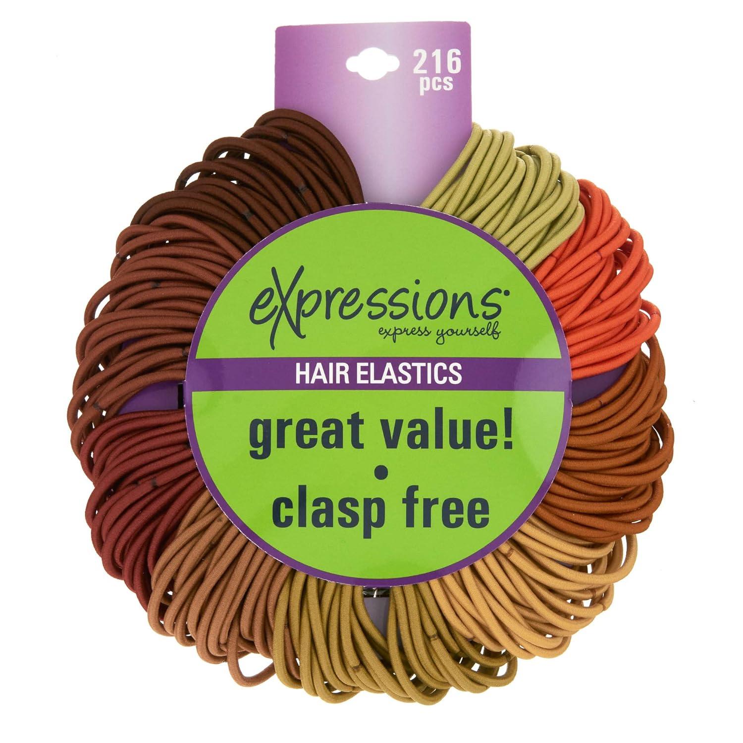 image:imageExpressions 216Piece Hair Ties 4mm Elastics Classic Black Value Pack Durable No Metal Bands for Womens Ponytails Thick Curly and All Hair TypesEARTH