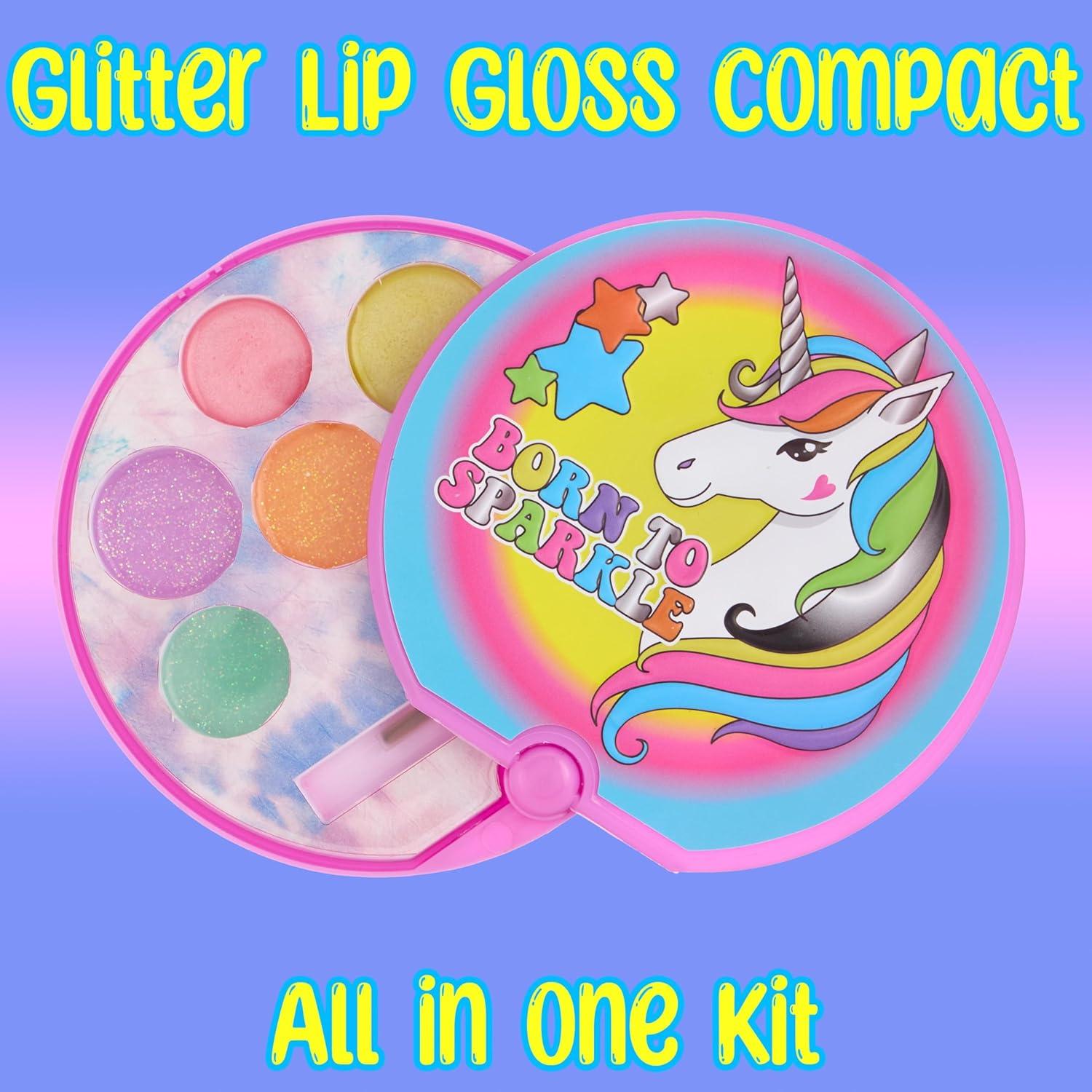 image:imageGirl Glitter Lip Balm Compact Fruit Flavored Gloss Safe NonToxic Set Girls Gift Kids Makeup Favor Travel Size Cosmetic Assortment