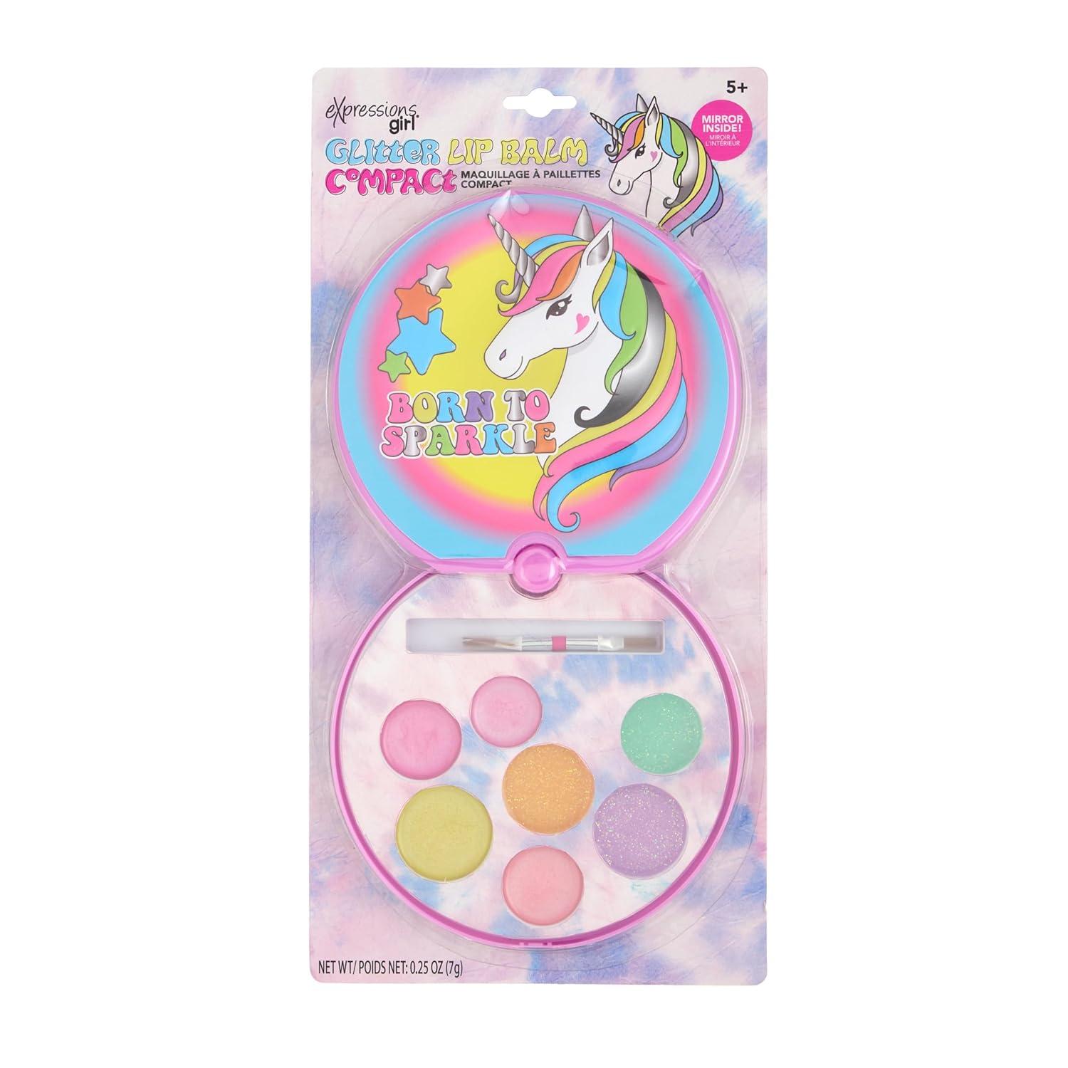 image:imageGirl Glitter Lip Balm Compact Fruit Flavored Gloss Safe NonToxic Set Girls Gift Kids Makeup Favor Travel Size Cosmetic Assortment