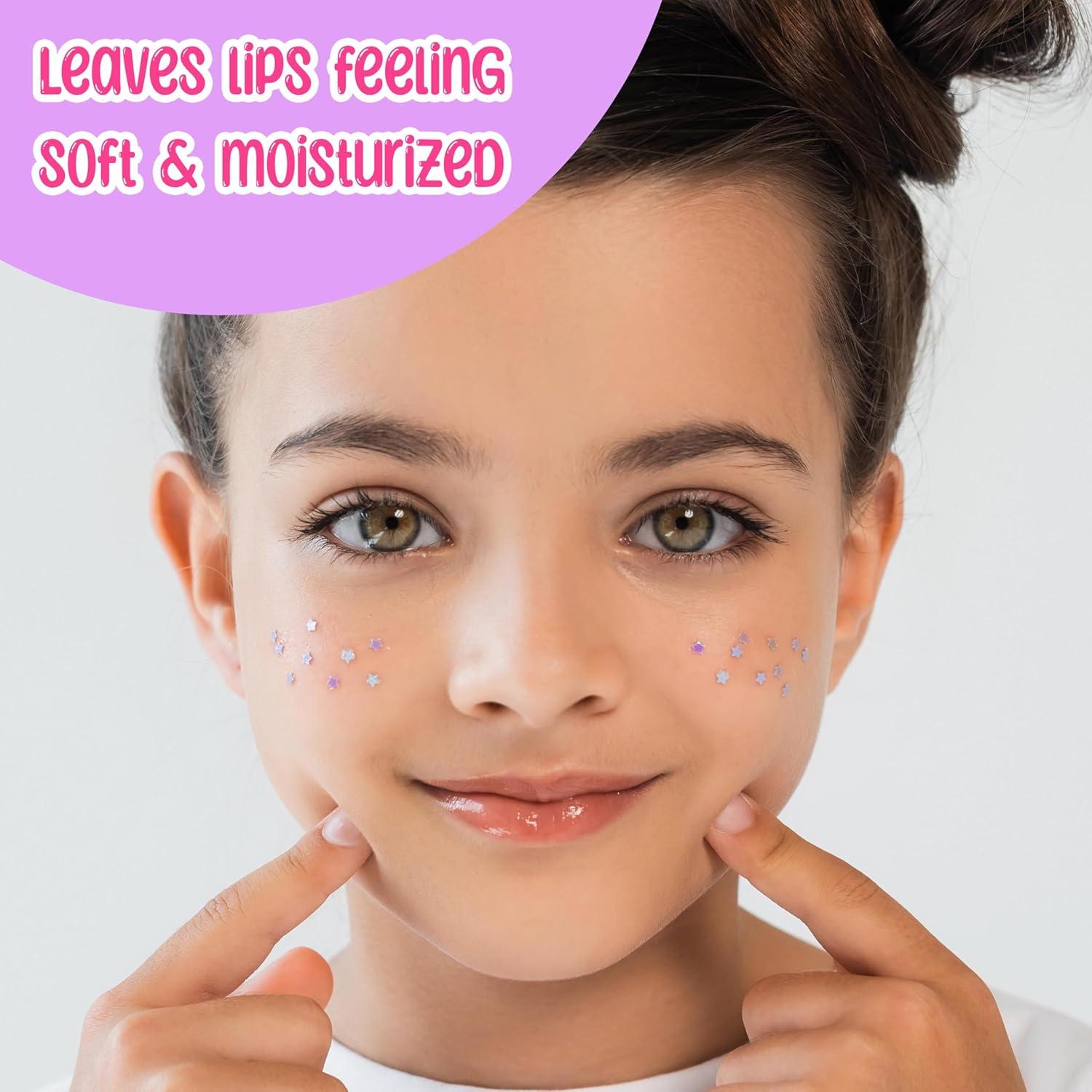 image:imageGirl Glitter Lip Balm Compact Fruit Flavored Gloss Safe NonToxic Set Girls Gift Kids Makeup Favor Travel Size Cosmetic Assortment