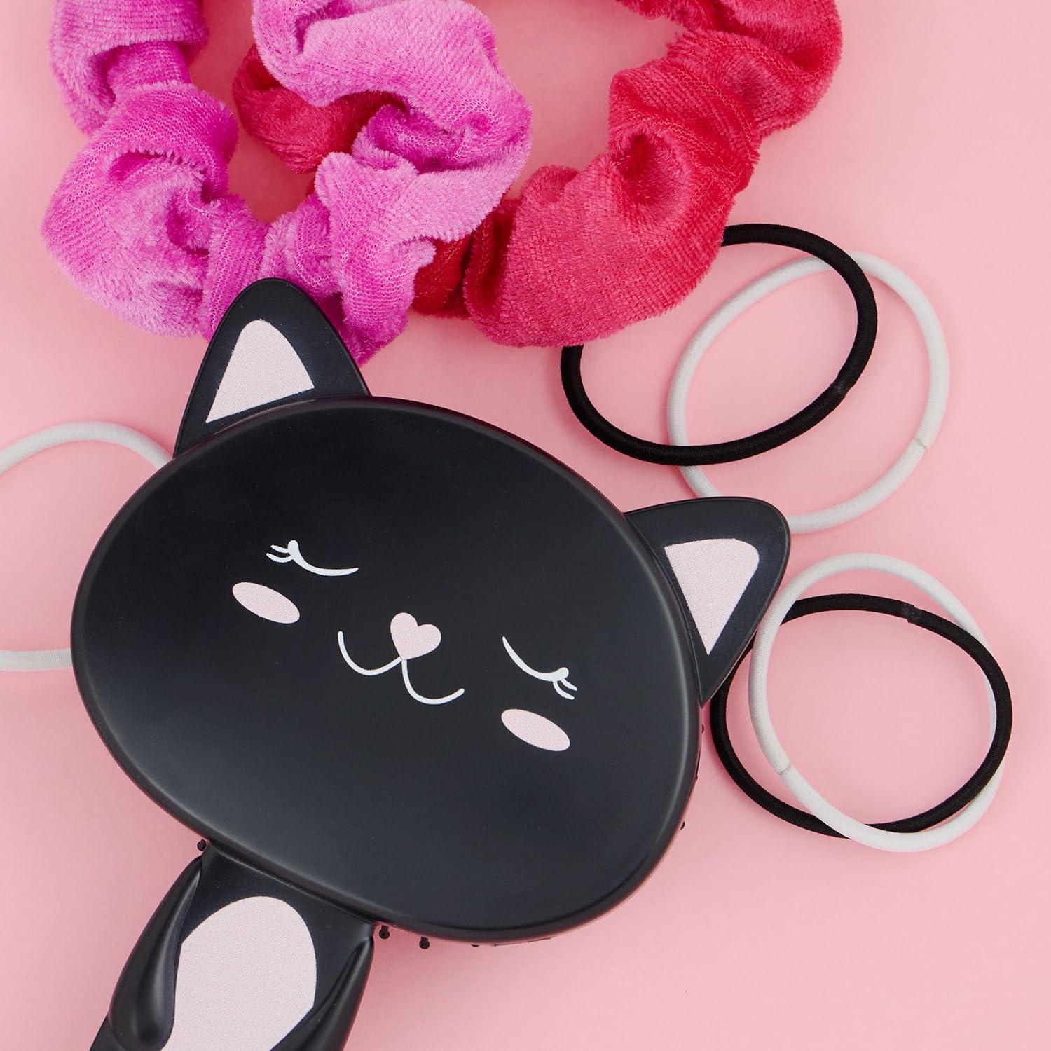 image:imageHairbrush 1pc Cute Animal Character Hairbrush Comfort amp Control Cushion Hair Brush wGentle Bristles Cushion Base and Animal Ears BLACK CATBLACK CAT