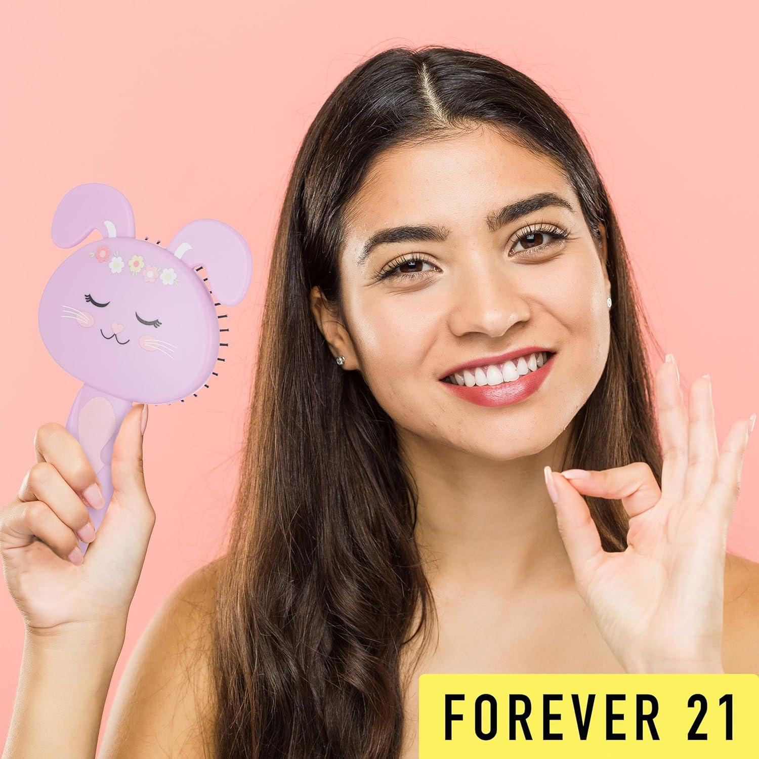 image:imageHairbrush 1pc Cute Animal Character Hairbrush Comfort amp Control Cushion Hair Brush wGentle Bristles Cushion Base and Animal Ears BLACK CATBunny