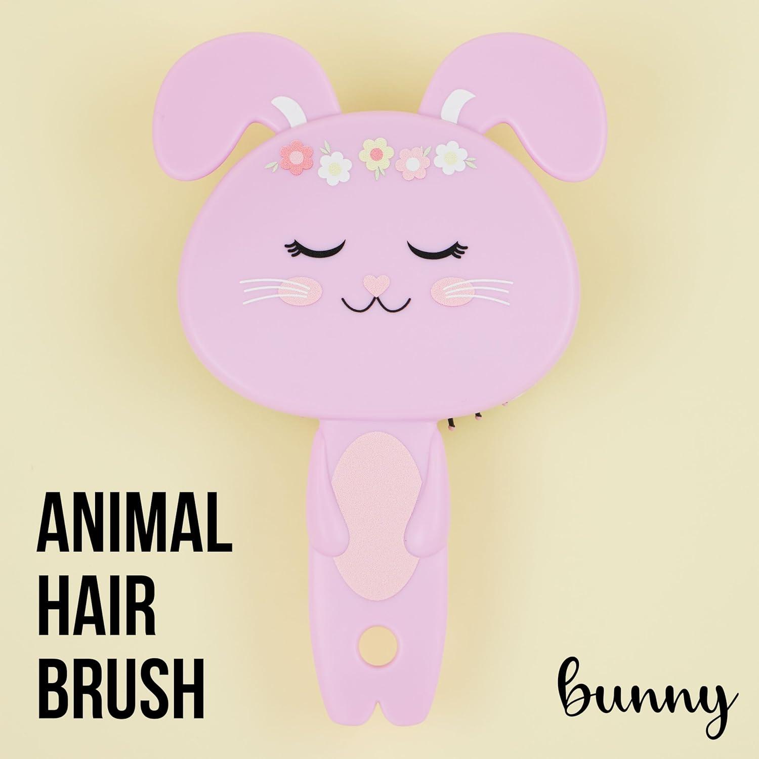 image:imageHairbrush 1pc Cute Animal Character Hairbrush Comfort amp Control Cushion Hair Brush wGentle Bristles Cushion Base and Animal Ears BLACK CATBunny