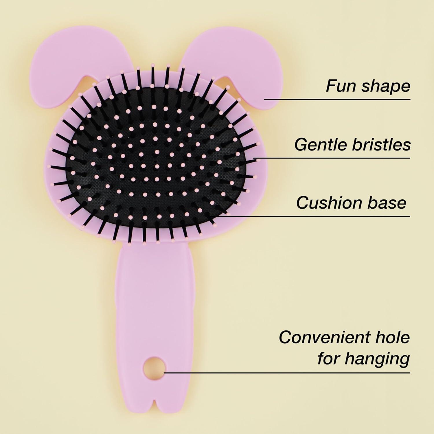 image:imageHairbrush 1pc Cute Animal Character Hairbrush Comfort amp Control Cushion Hair Brush wGentle Bristles Cushion Base and Animal Ears BLACK CATBunny