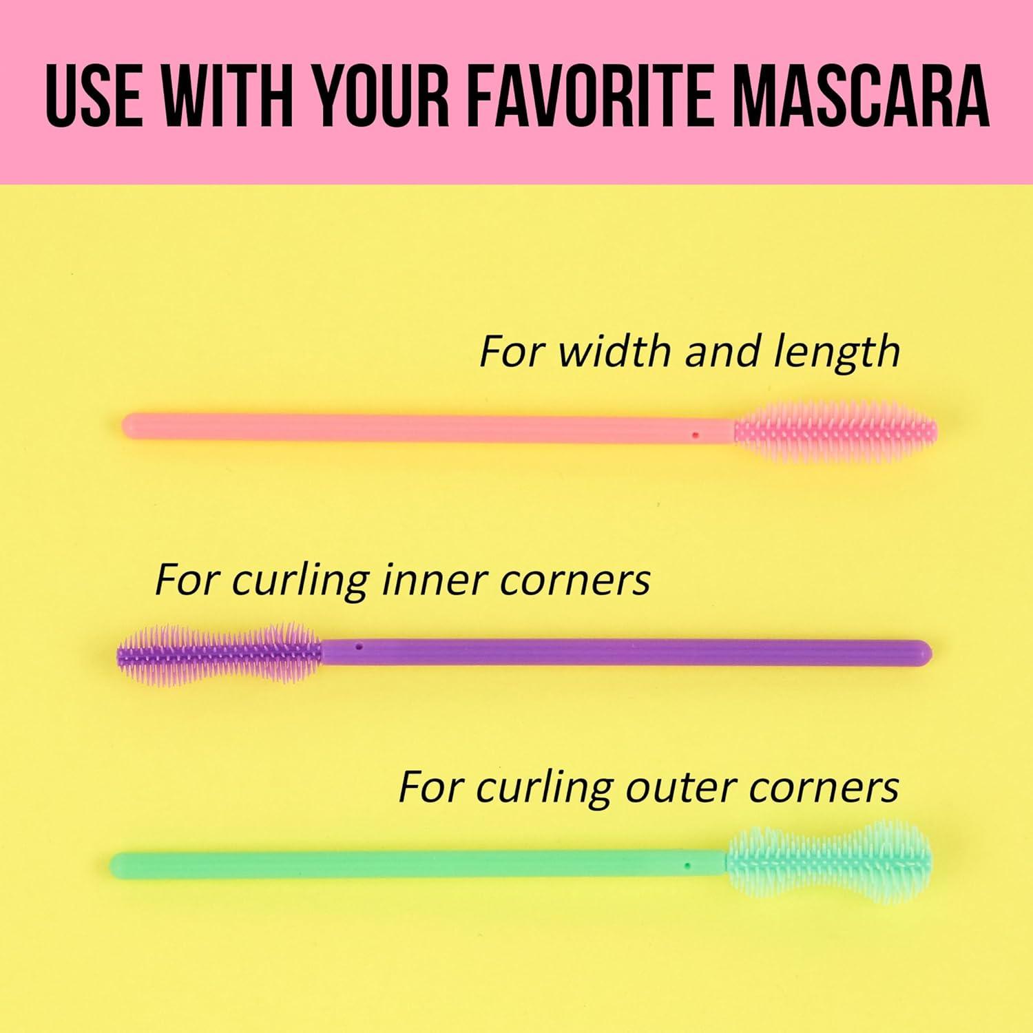 image:imageMascara Wands 25pc Lash Spoolies Disposable Mascara Wands wMultiShaped Wand Heads for Applying amp Separating Lashes