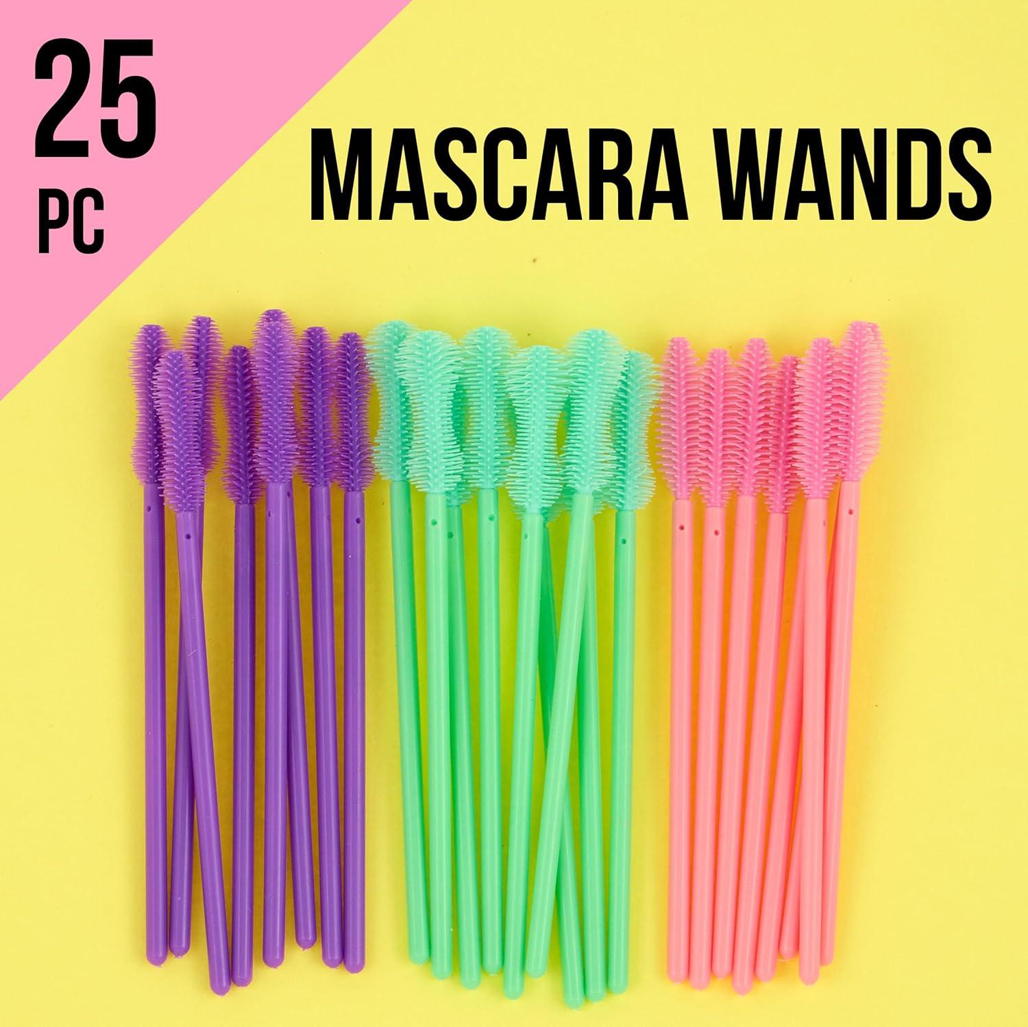 image:imageMascara Wands 25pc Lash Spoolies Disposable Mascara Wands wMultiShaped Wand Heads for Applying amp Separating Lashes