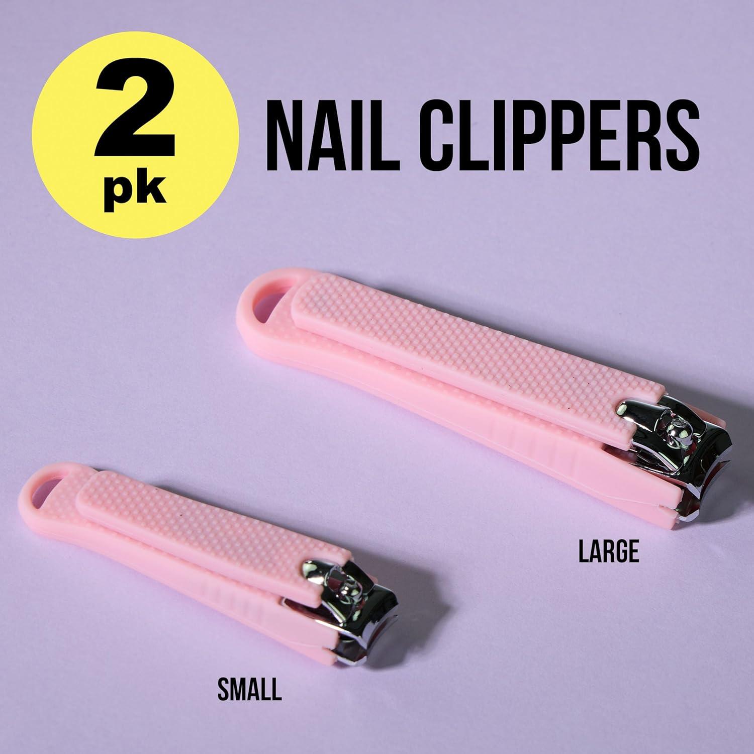 image:imageNail Clippers Set 2pc Pink Glitter Nail Clipper Value Pack Big amp Small Precision Nail Clippers Pack Essential Manicure amp Pedicure ToolsPink