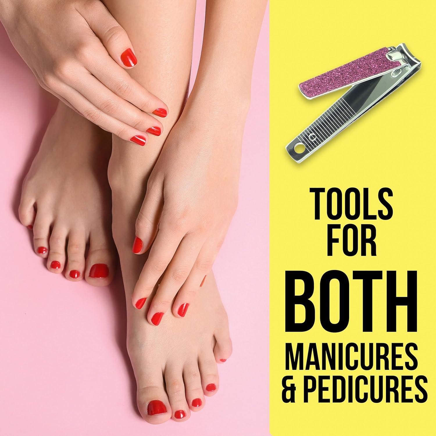 image:imageNail Clippers Set 2pc Pink Glitter Nail Clipper Value Pack Big amp Small Precision Nail Clippers Pack Essential Manicure amp Pedicure ToolsPink Glitter
