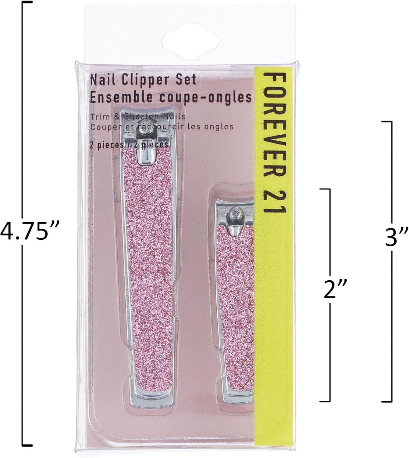 image:imageNail Clippers Set 2pc Pink Glitter Nail Clipper Value Pack Big amp Small Precision Nail Clippers Pack Essential Manicure amp Pedicure ToolsPink Glitter