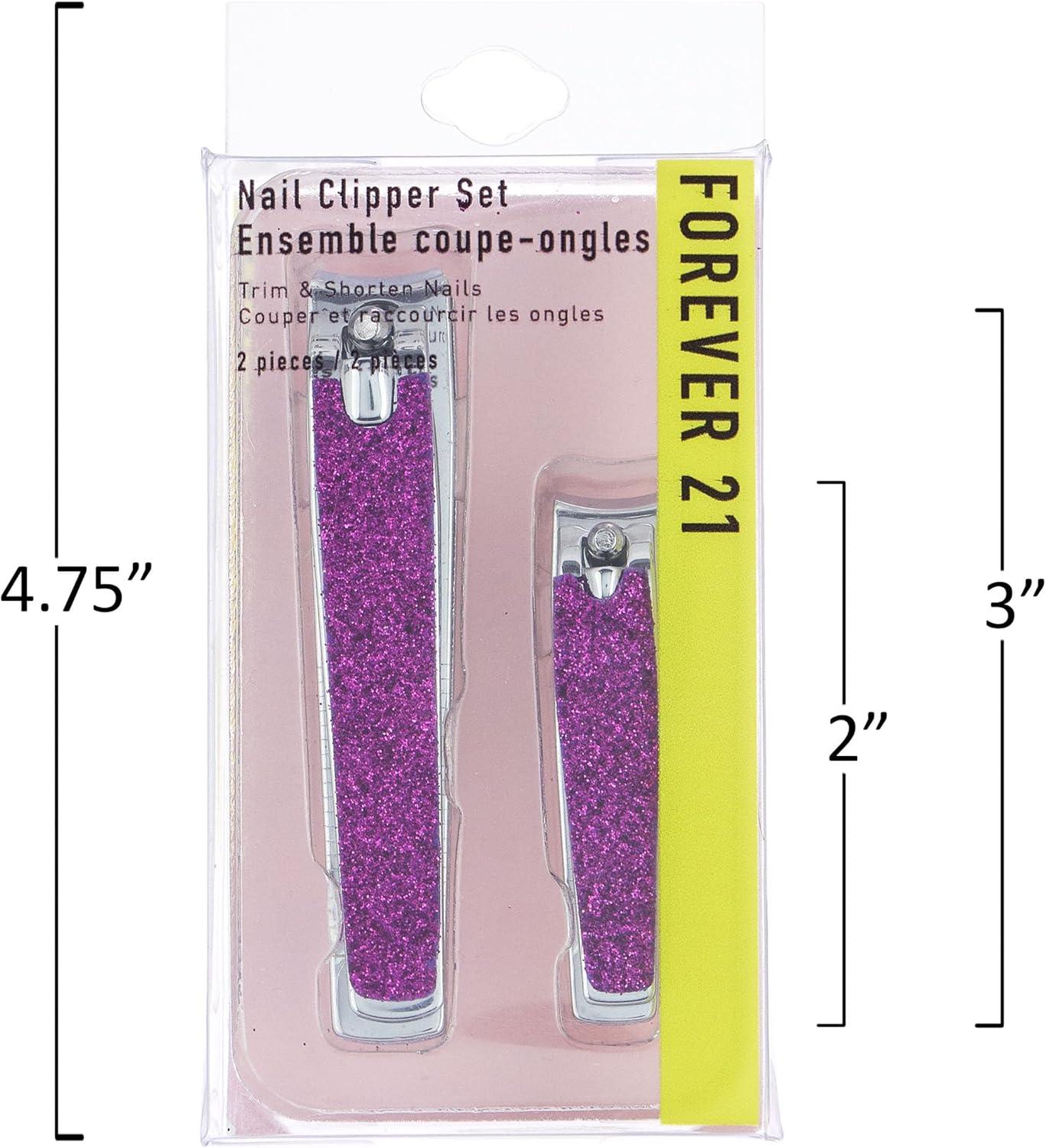 image:imageNail Clippers Set 2pc Pink Glitter Nail Clipper Value Pack Big amp Small Precision Nail Clippers Pack Essential Manicure amp Pedicure ToolsPurple Glitter