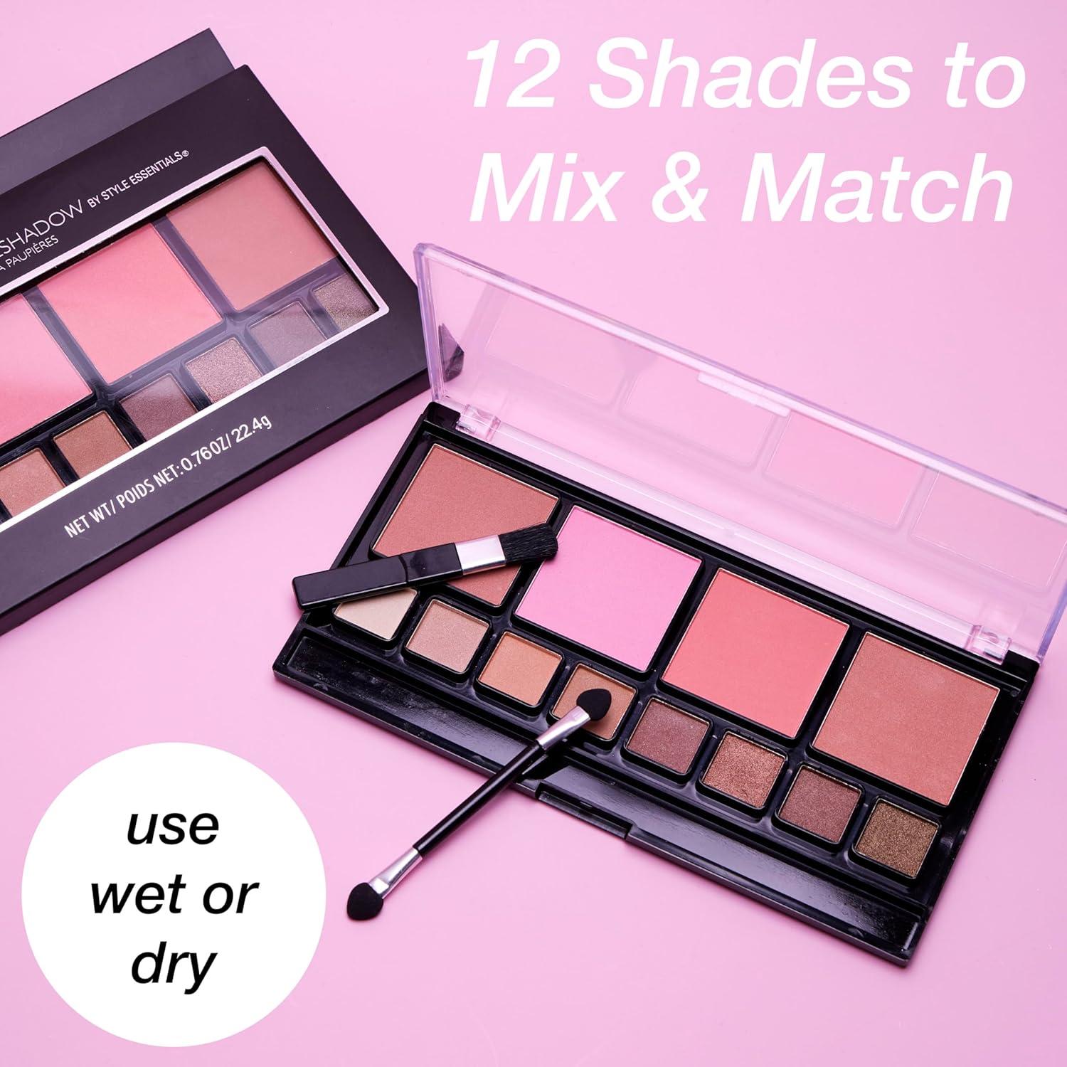 image:imageWomens Cosmetics NATURAL BEAUTY Blush and Eyeshadow Palette 12 Shades Shimmer and Matte Finishes