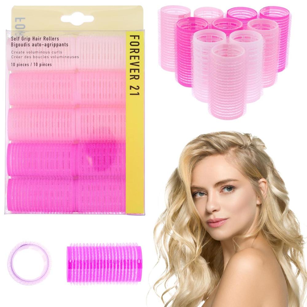 image:image10pc Gentle Grip Hair Roller Set for SalonStyle Voluminous Curls at Home PINKPink