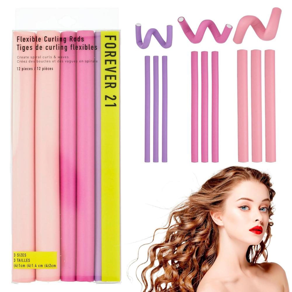 image:image12pc Flexible Curling Rods Value Pack Foam Curlers in Assorted Sizes Curly Rods For Hair Heatless Hair Curlers for Spiral Curls amp Waves