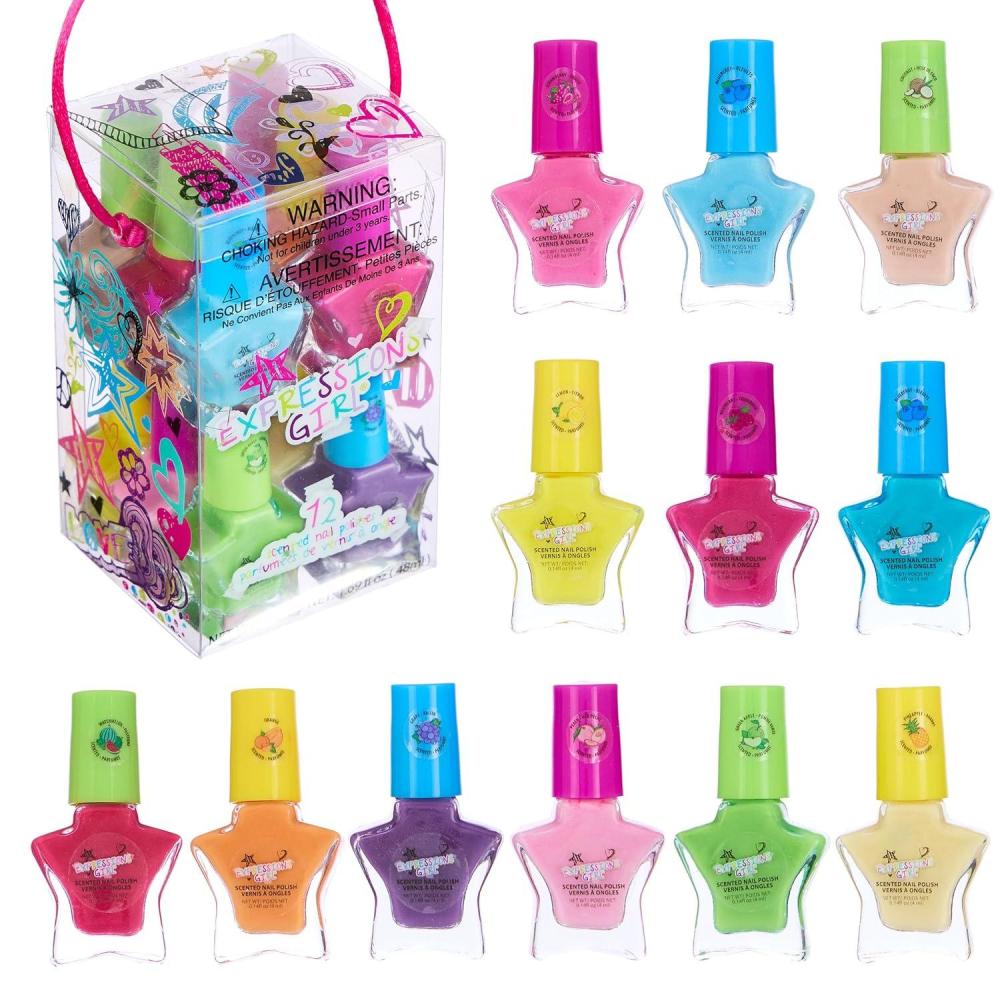 image:image12pc Scented Nail Polish Set Colorful StarShaped Mini Nail Polishes wFun Fruity Scents Cute Nail Polish Manicure Kit amp Pedicure Kit For Girls Water Based