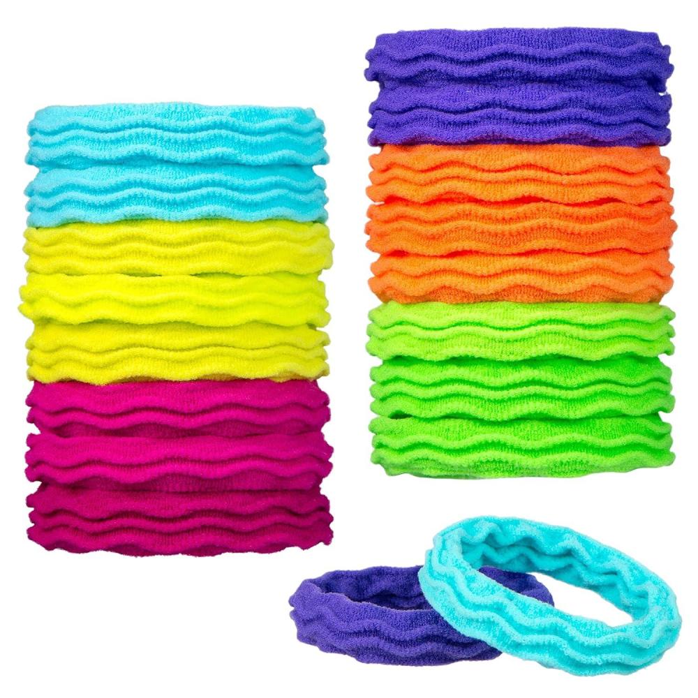 image:image18pc Waved Ponytail Elastic Set in Bright Colors  Ponytail Holders Hair Ties Value Pack  Colorful Ponytail Holders Wavy Textured Hair Ties For WomenAssorted Colors