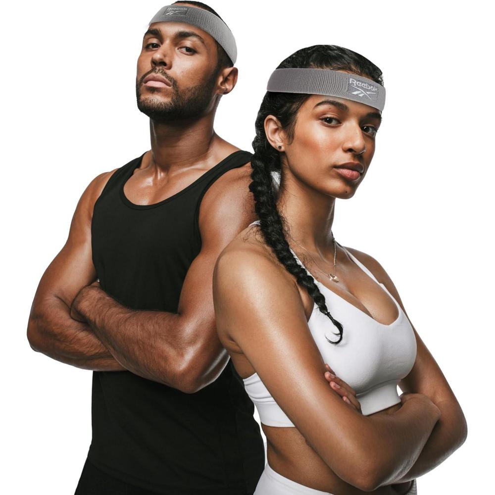 image:image1pc Unisex Athletic Sweatband 225in Thick Workout Headband wStay Dry Technology MoistureWicking FabricQuality Gym Hair Accessories for Active ComfortReebokgray