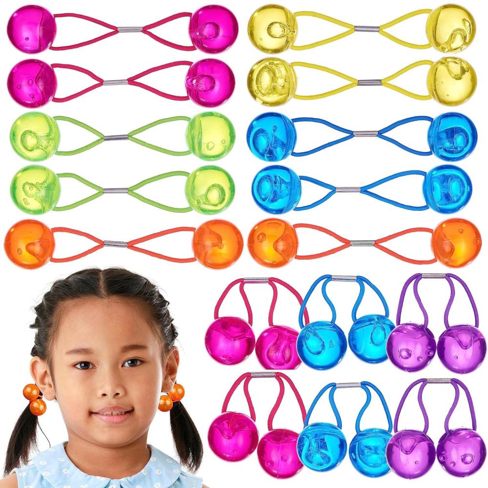 image:image20pc Ponytailers Ponytail Balls Hair Elastics Collection 18mm Round Opaque Multicolored Twin Hair Beads Bauble Hair Ties Ponytail Holders Toddler Kids Bobble Hair Tie Value PackRound