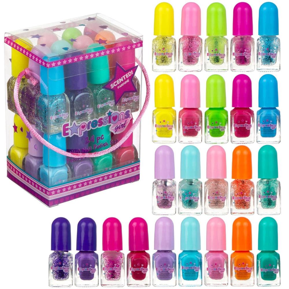 image:image24pc Scented Nail Polish Value Pack Shiny amp Glitter Shades NonToxic WaterBased Manicure amp Pedicure Kit for Girls Gift Set